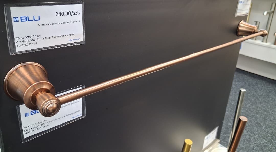 OMNIRES WIESZAK NA RĘCZNIK 65 CM MIEDŹ ANTYCZNA ART LINE AL53216 ORB - Powystawowy Szczecin
