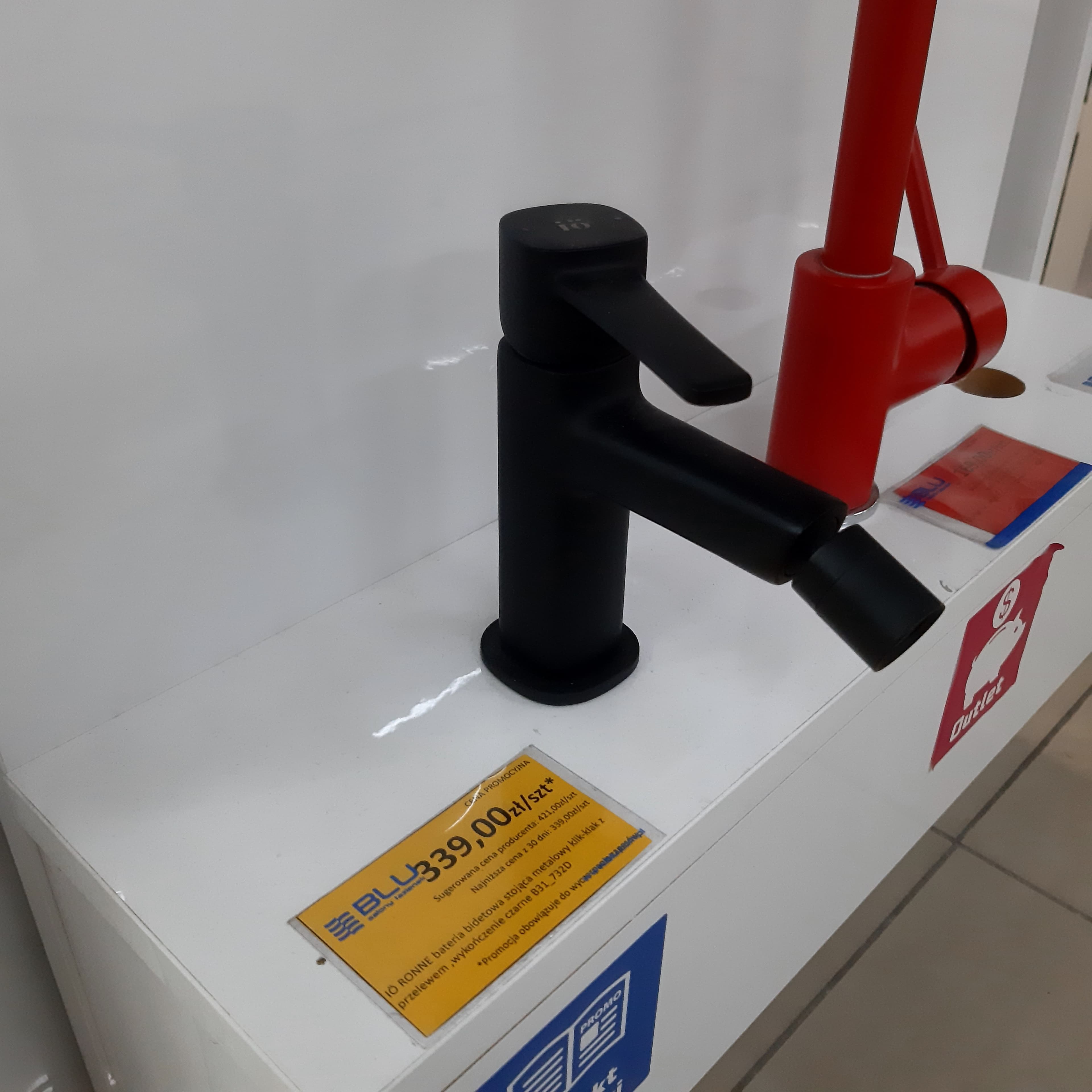 IO RONNE bateria bidetowa stojąca metalowy klik-klak z przelewem ,wykończenie czarne B31_732D  **ekspo - Powystawowy Bochnia
