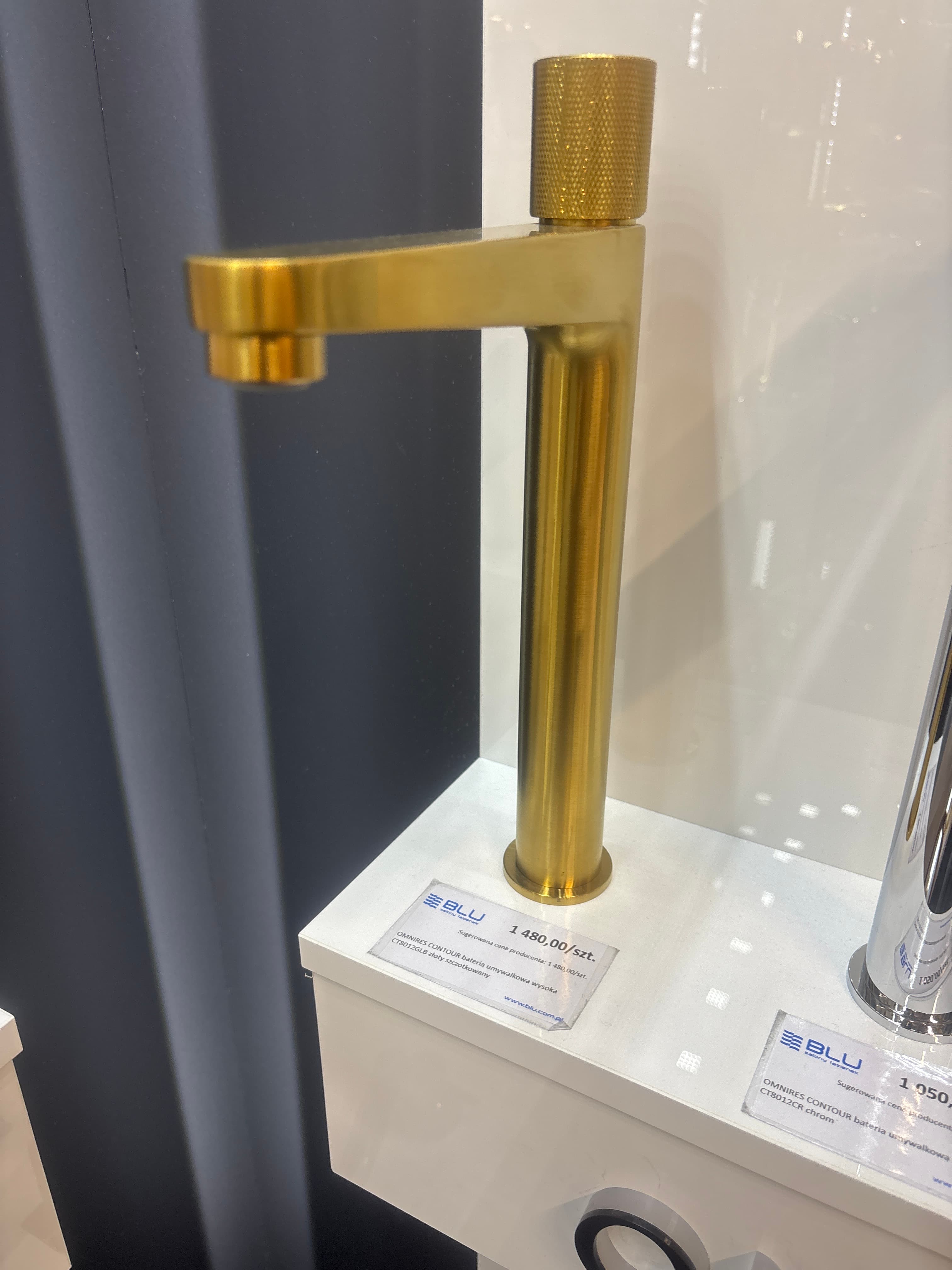 OMNIRES CONTOUR bateria umywalkowa wysoka CT8012GLB złoty szczotkowany - Powystawowy Warszawa