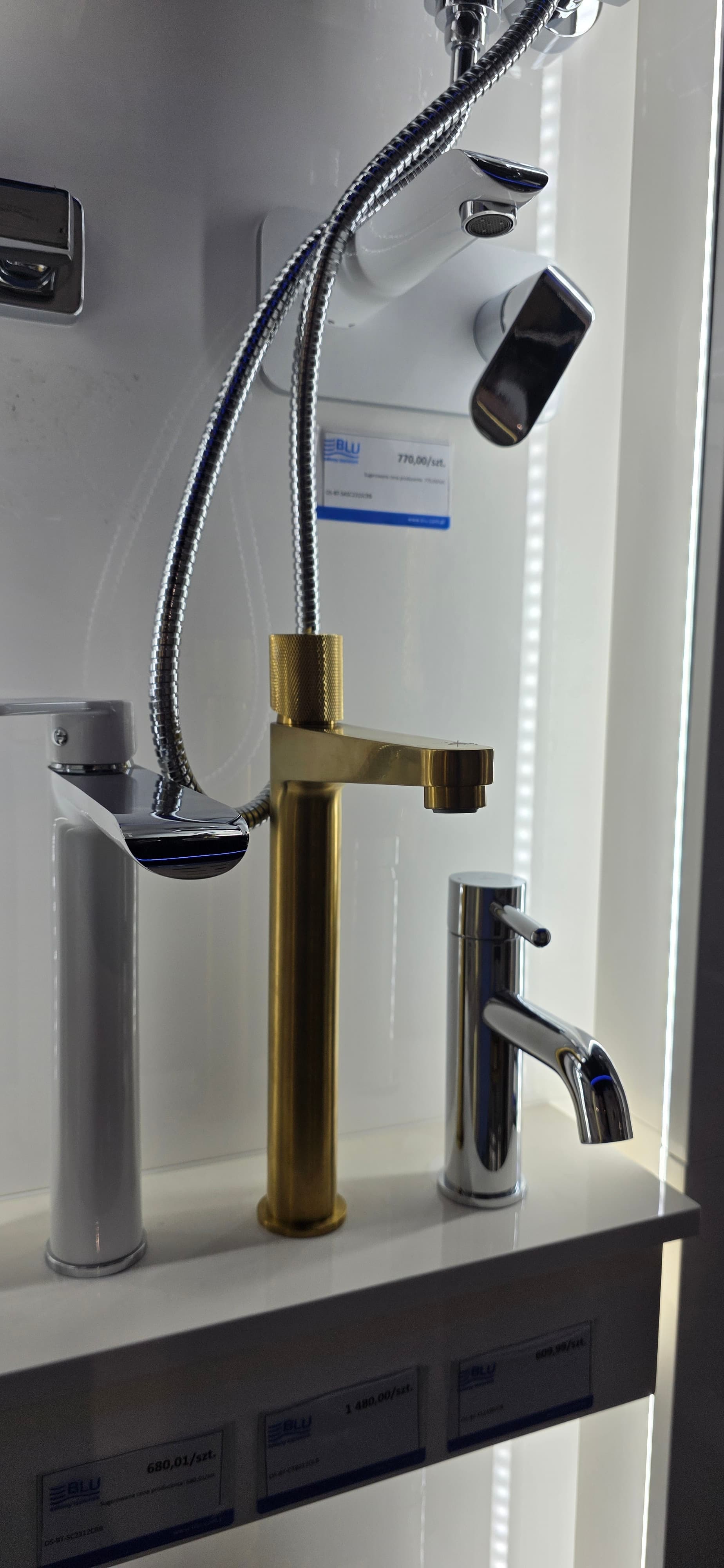OMNIRES CONTOUR bateria umywalkowa wysoka CT8012GLB złoty szczotkowany - Powystawowy Łódź Pojezierska