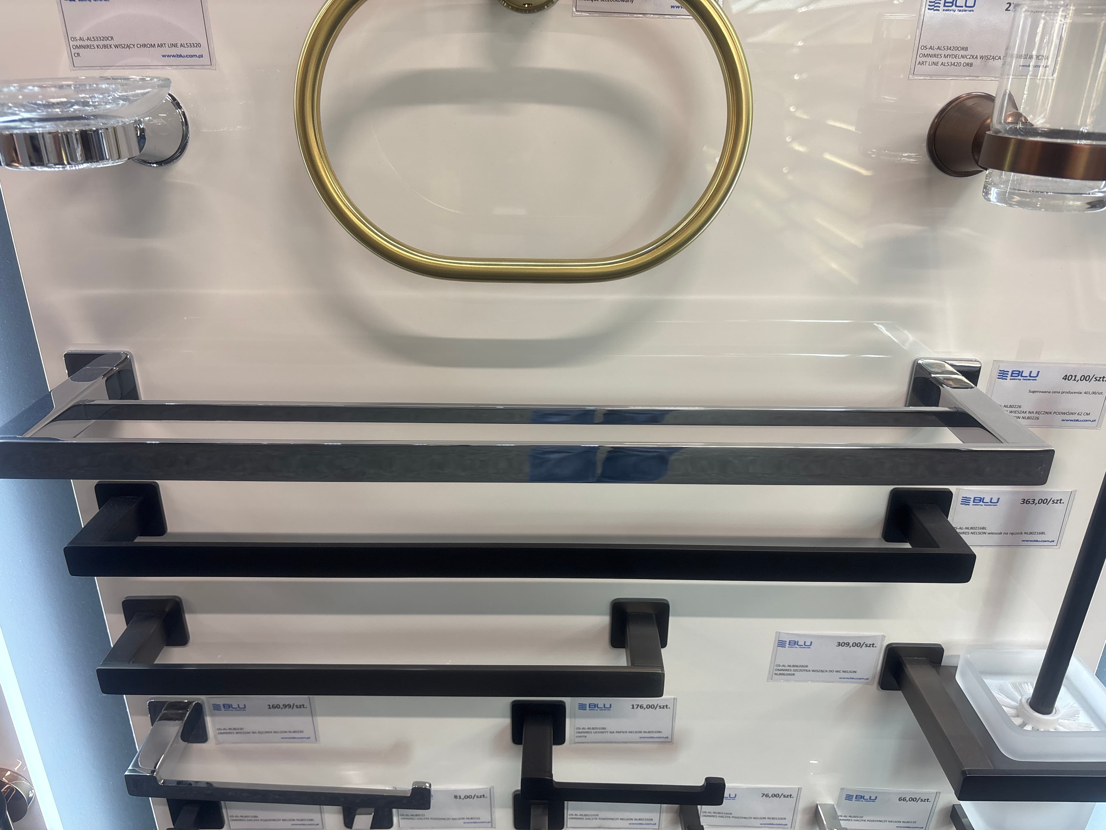 OMNIRES WIESZAK NA RĘCZNIK PODWÓJNY 62 CM CHROM NELSON NL80226  **ekspo - Powystawowy Warszawa