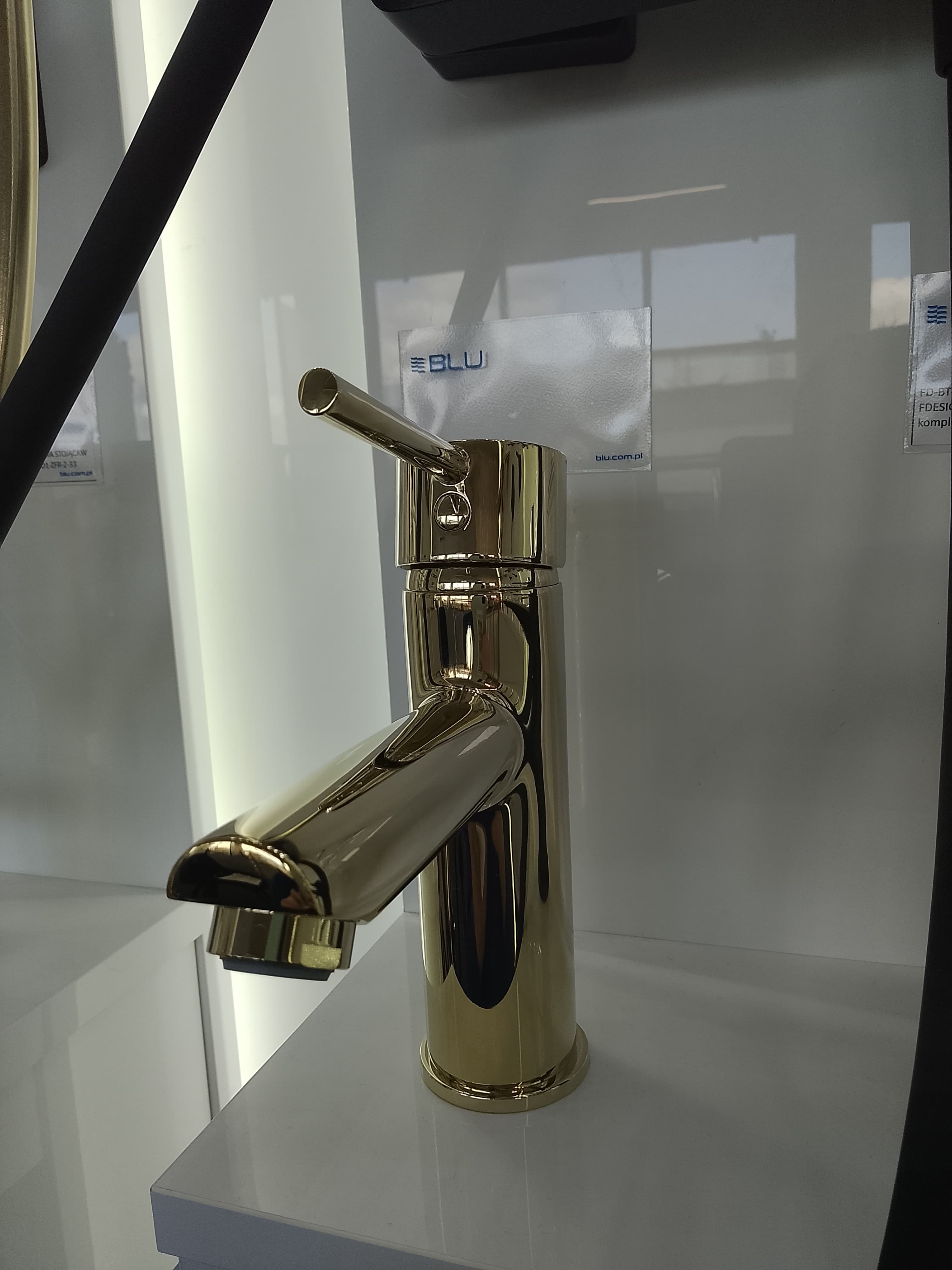FDESIGN FLUSSO Bateria umywalkowa stojąca  w komplecie z korkiem click-clack złoty FD1-FLS-2-55 - Powystawowy Kalisz
