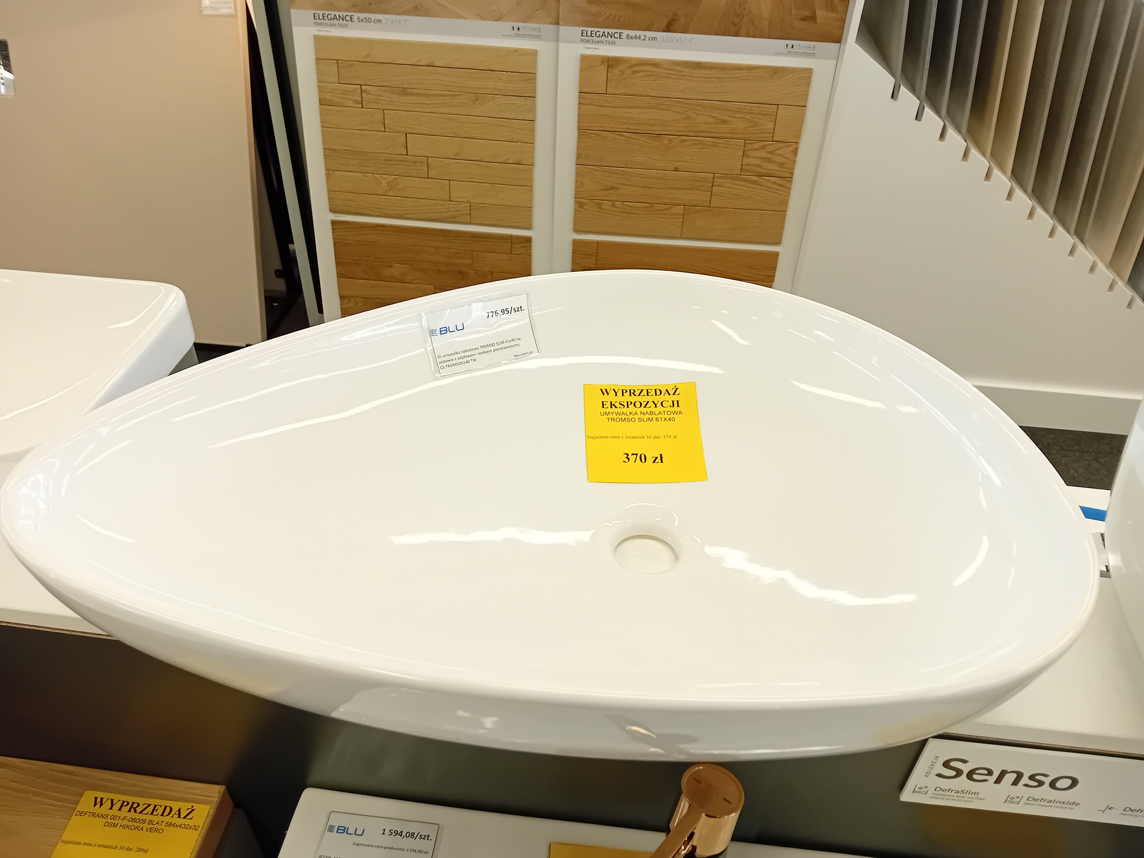 IO umywalka nablatowa TROMSO SLIM 61x40 (w zestawie z odpływem i korkiem porcelanowym) CS.TROMSO6140 *W  **ekspo - Powystawowy Łowicz