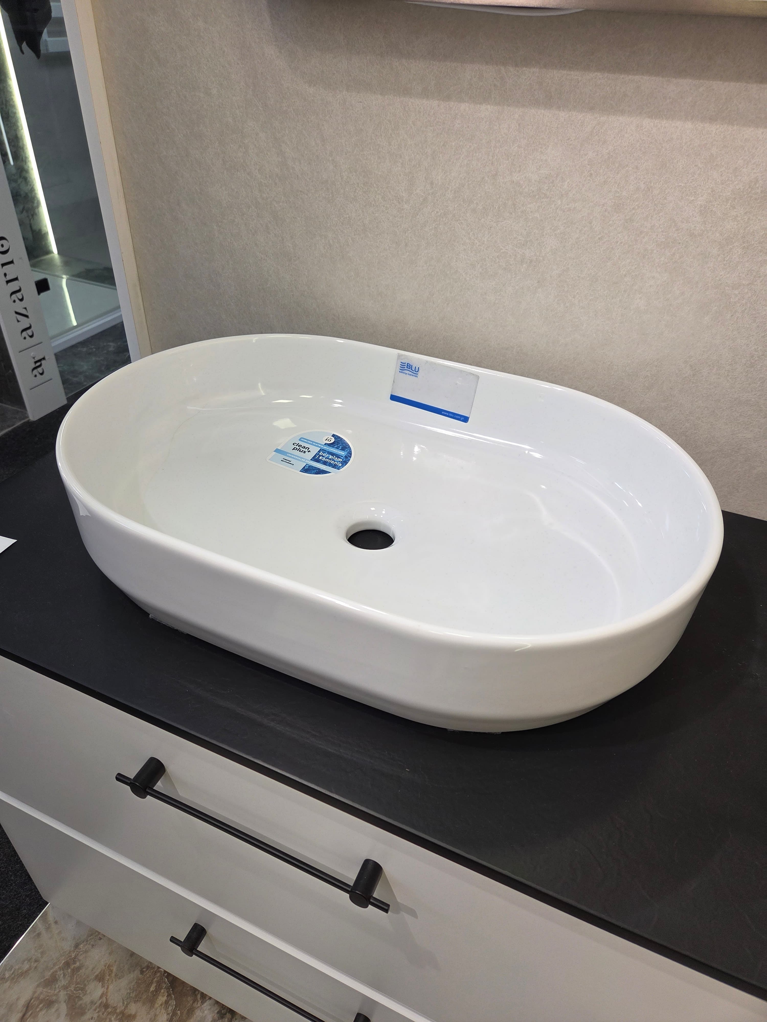 IO umywalka nablatowa SIRIO SLIM 55x37 (w zestawie z odpływem i korkiem porcelanowym) CS.SIRIO5537 - Powystawowy Krosno