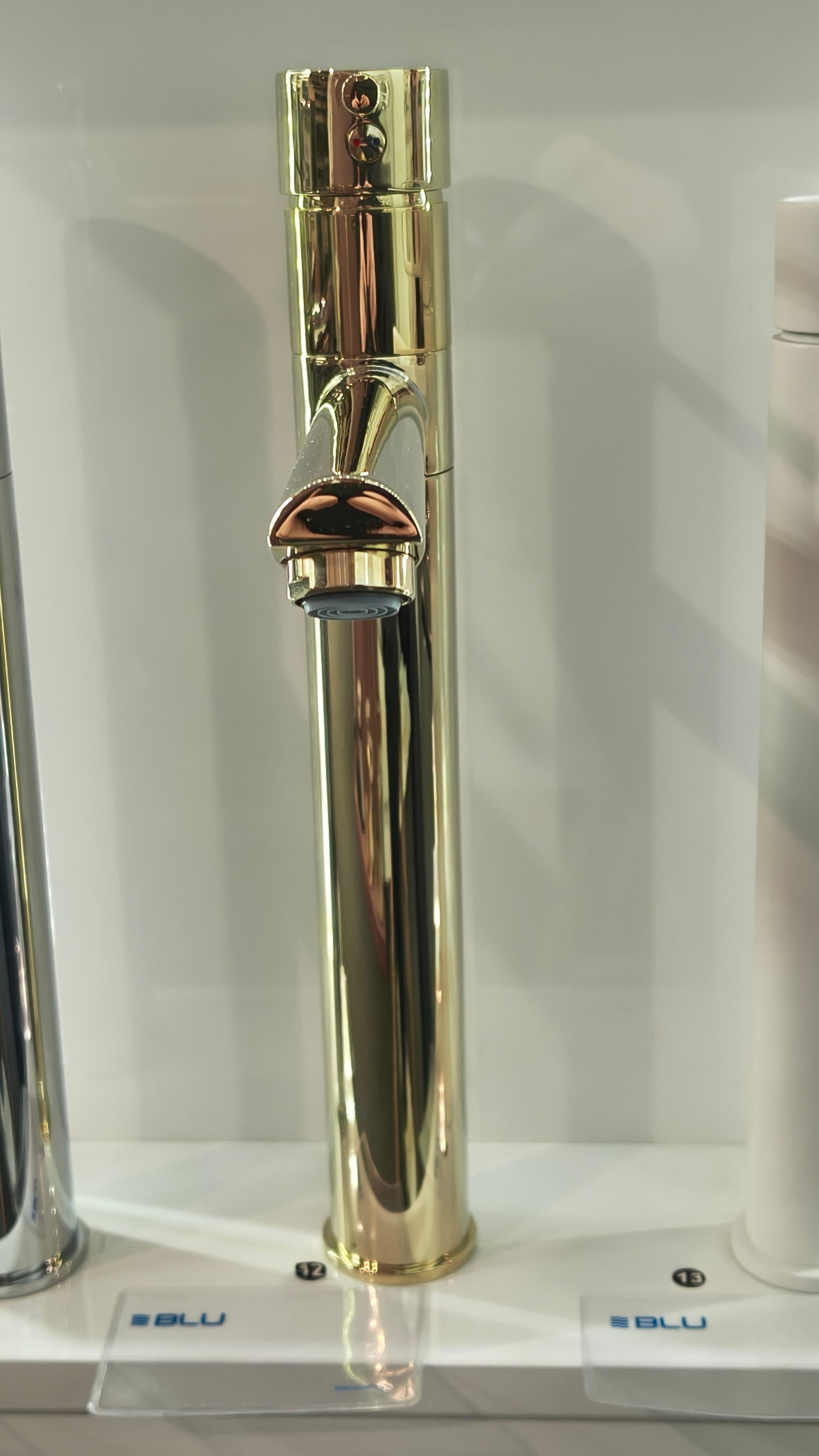 FDESIGN FLUSSO Bateria umywalkowa wysoka (nablatowa)z korkiem click-clack złoty FD1-FLS-2L-55 - Powystawowy Poznań