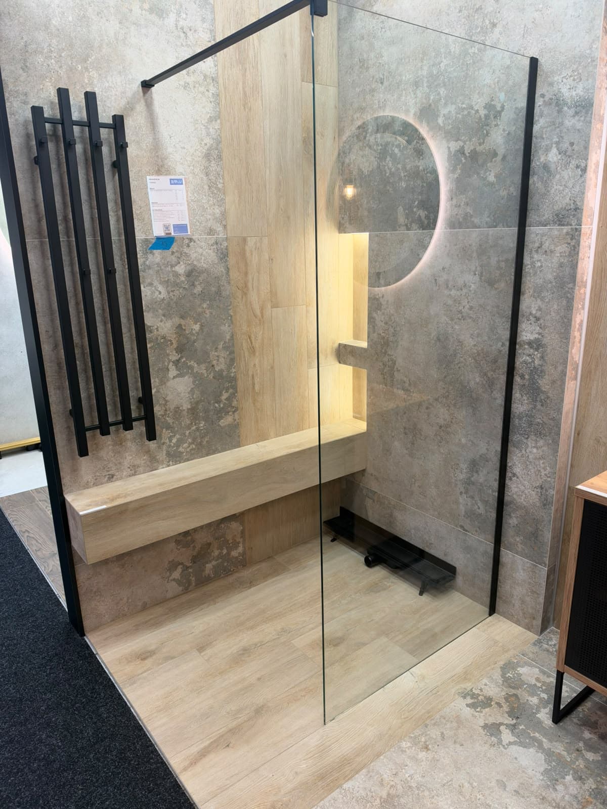 IO ENO WALK-IN 90x200 profil czarny szkło przezroczyste ENO4P0900607 *9 *W  **ekspo - Powystawowy BLU Salon Łazienek Jelenia Góra