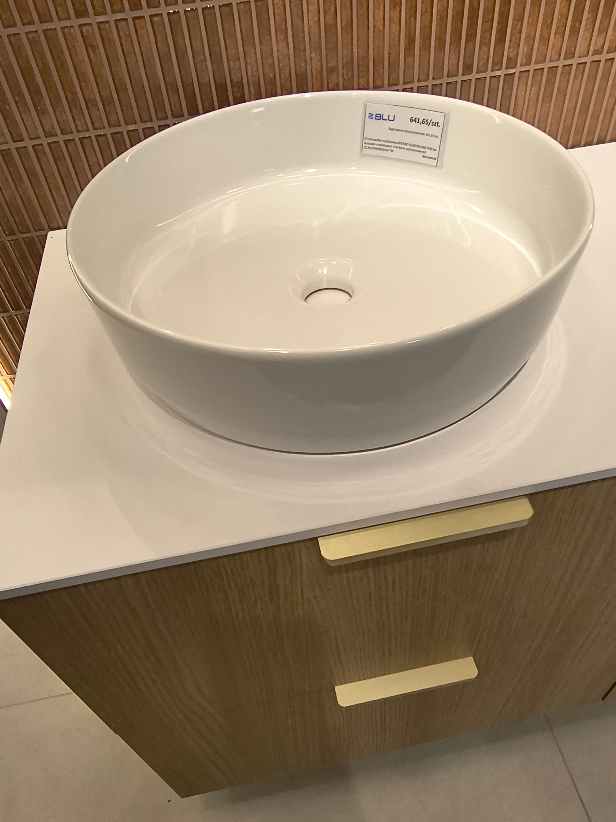 IO umywalka nablatowa AVERNO SLIM ROUND FI40 (w zestawie z odpływem i korkiem porcelanowym) CS.AVERNOROU40 *W  **ekspo - Powystawowy Mińsk Mazowiecki