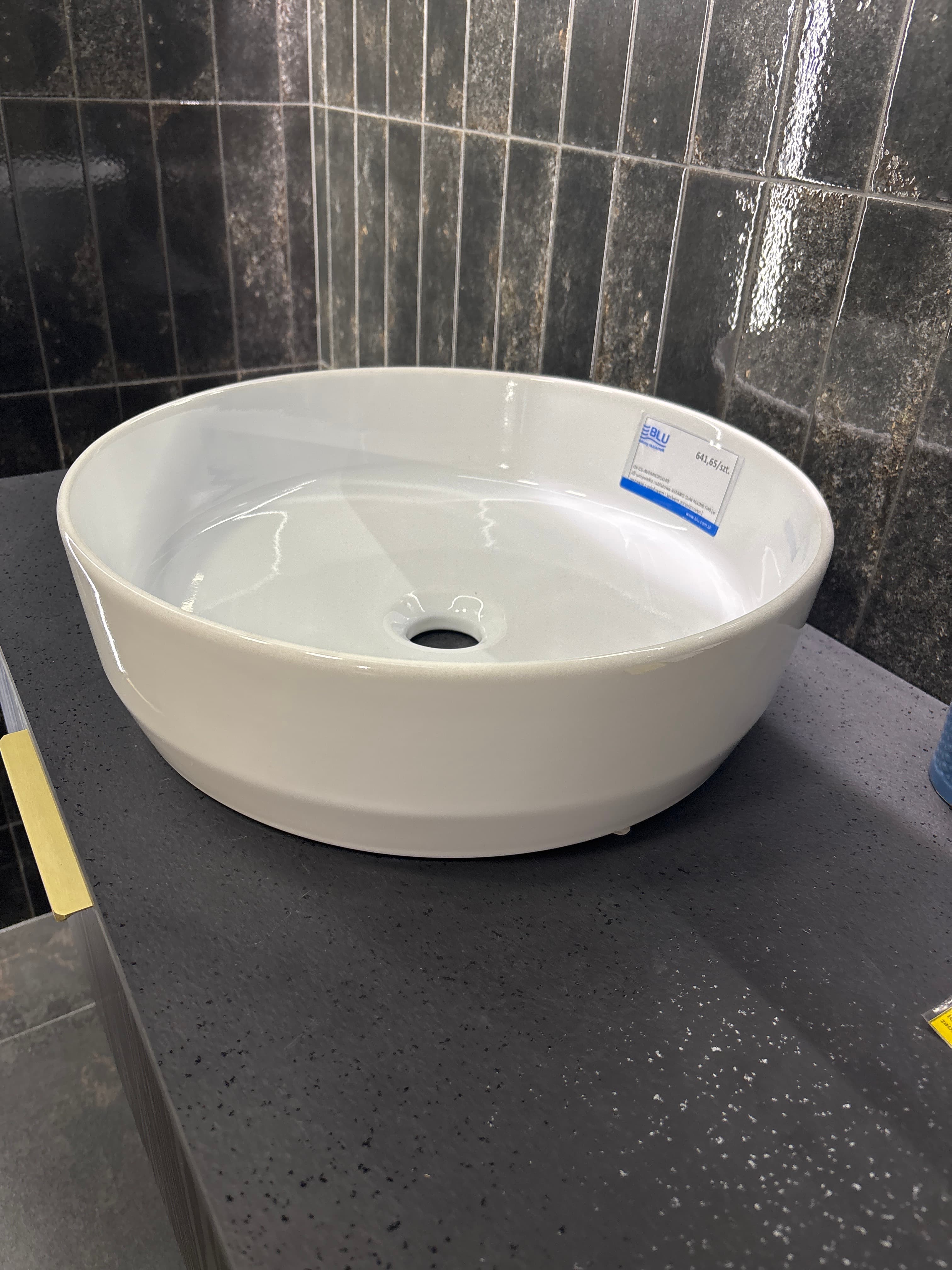 IO umywalka nablatowa AVERNO SLIM ROUND FI40 (w zestawie z odpływem i korkiem porcelanowym) CS.AVERNOROU40 *W  **ekspo - Powystawowy Biała Podlaska