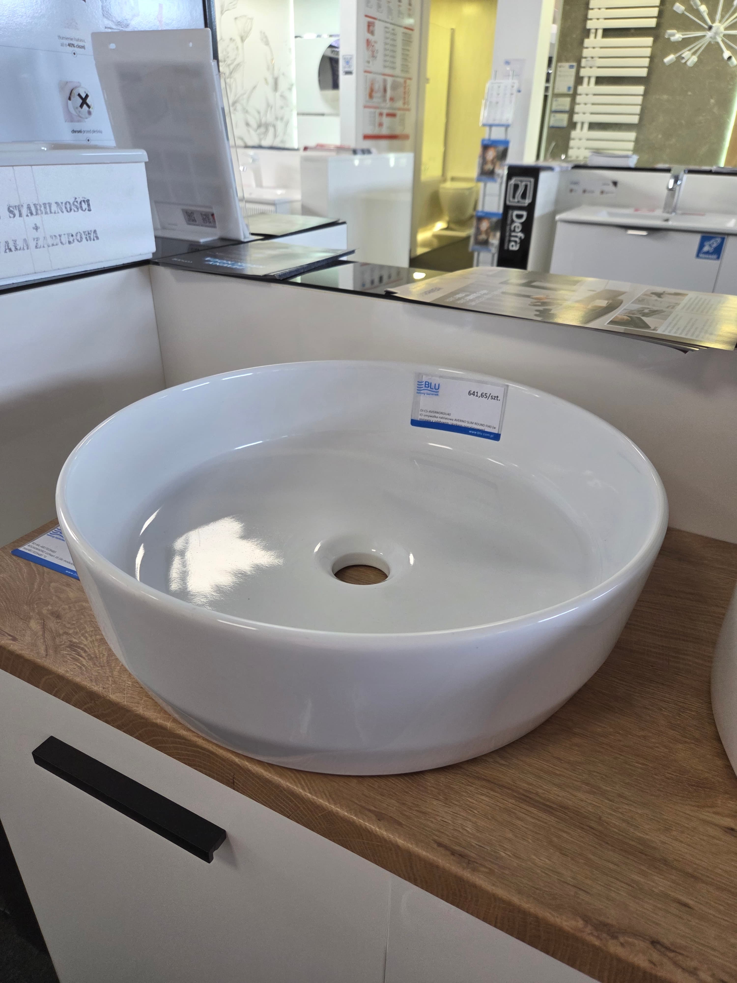 IO umywalka nablatowa AVERNO SLIM ROUND FI40 (w zestawie z odpływem i korkiem porcelanowym) CS.AVERNOROU40 *W  **ekspo - Powystawowy Krosno