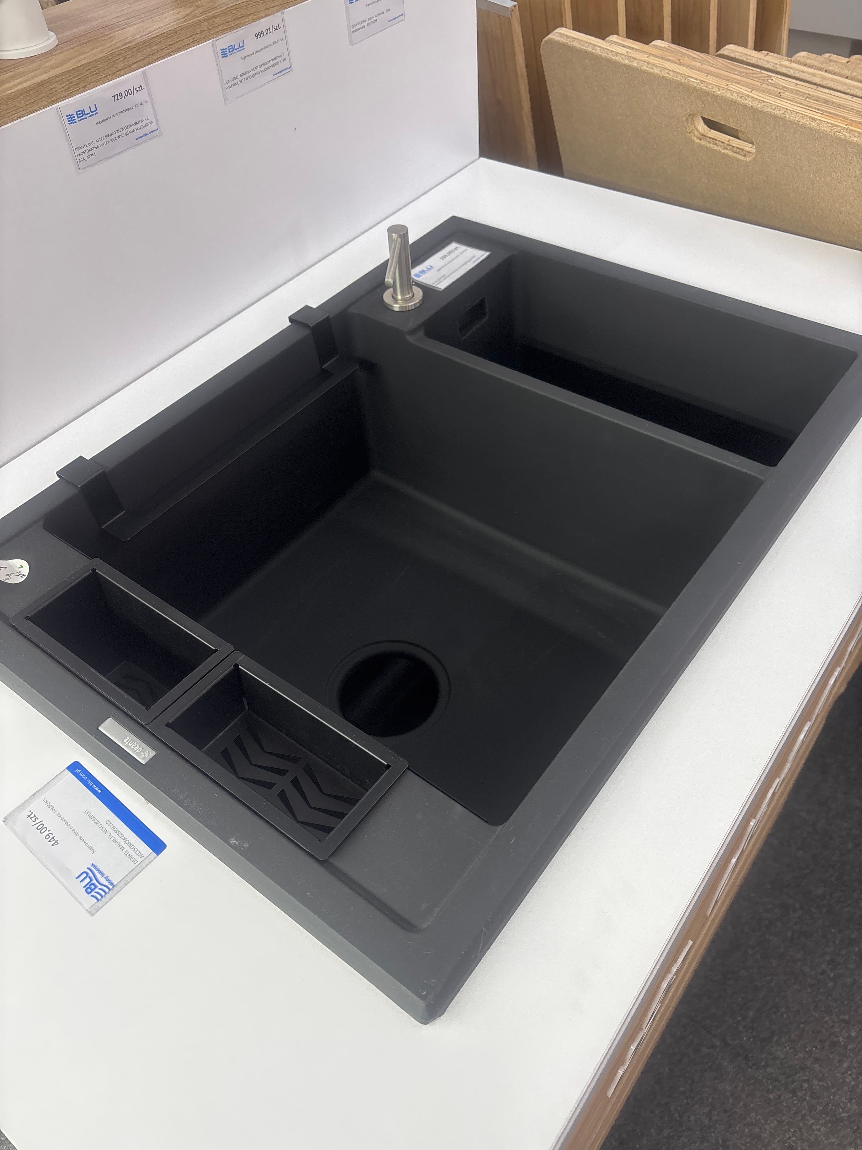DEANTE ZLEW. MAGNETIC NERO GRANIT 1,5K 690X500X219MM + OSPRZĘT SPACE SAVER NERO  ZRM N503  **ekspo - Powystawowy Skierniewice