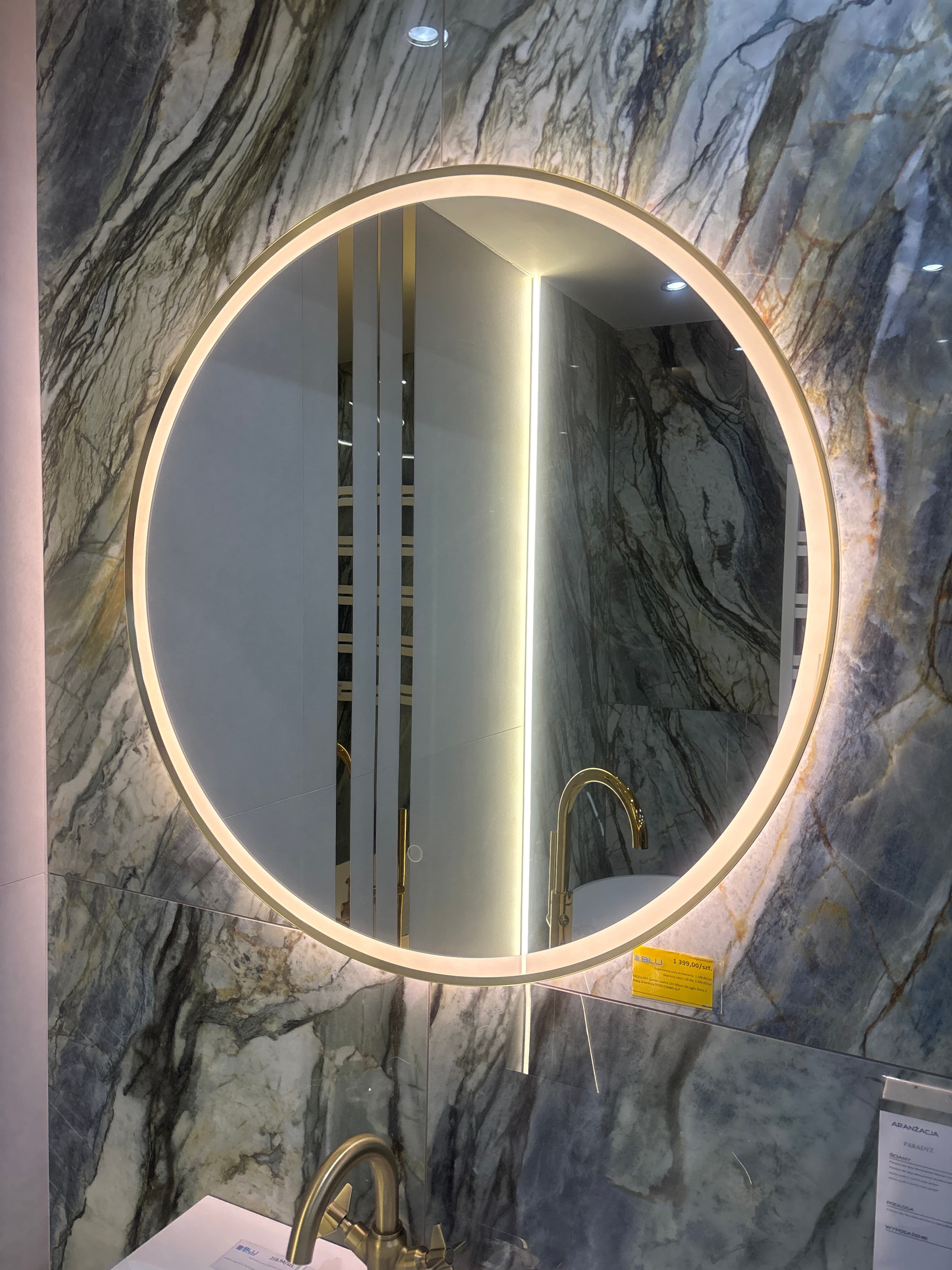 EXCELLENT Corido Lustro LED 80cm Okrągłe Złote Z Matą Grzewczą DOEX.CO080.GL  P - Powystawowy Skierniewice