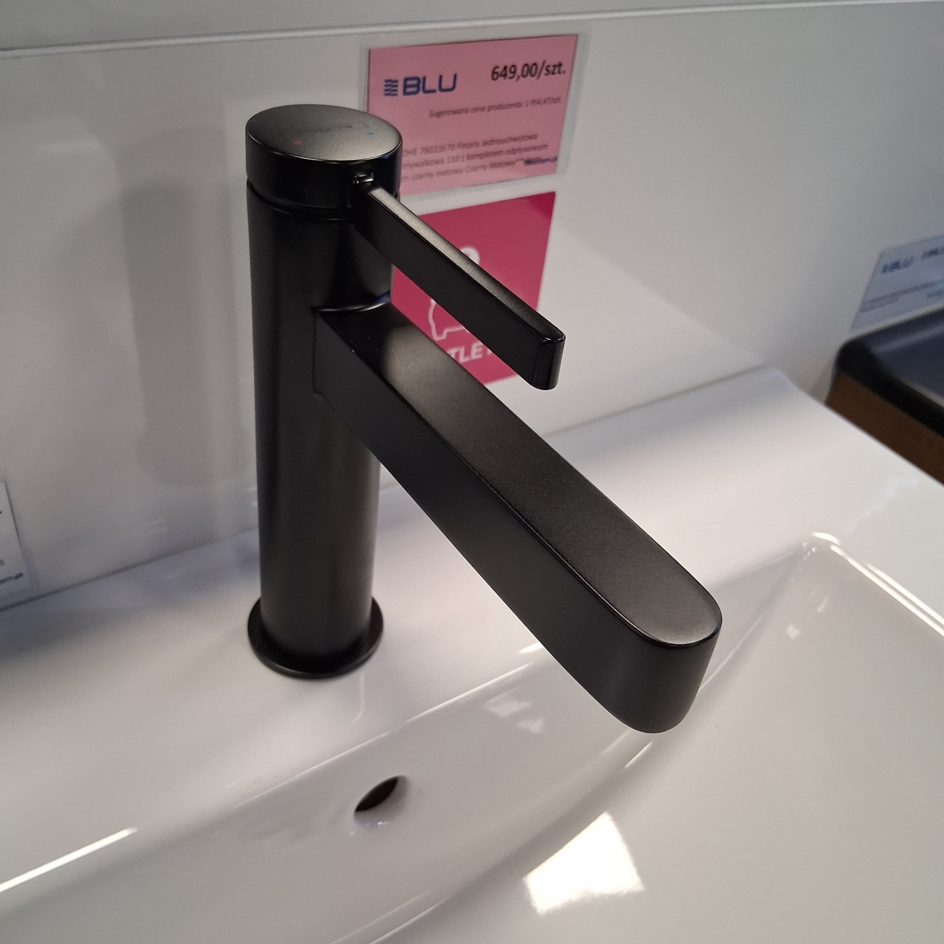 HANSGROHE 76023670 Finoris Jednouchwytowa bateria umywalkowa 110 z kompletem odpływowym Push-Open czarny matowy Czarny Matowy  **ekspo - Powystawowy Białystok