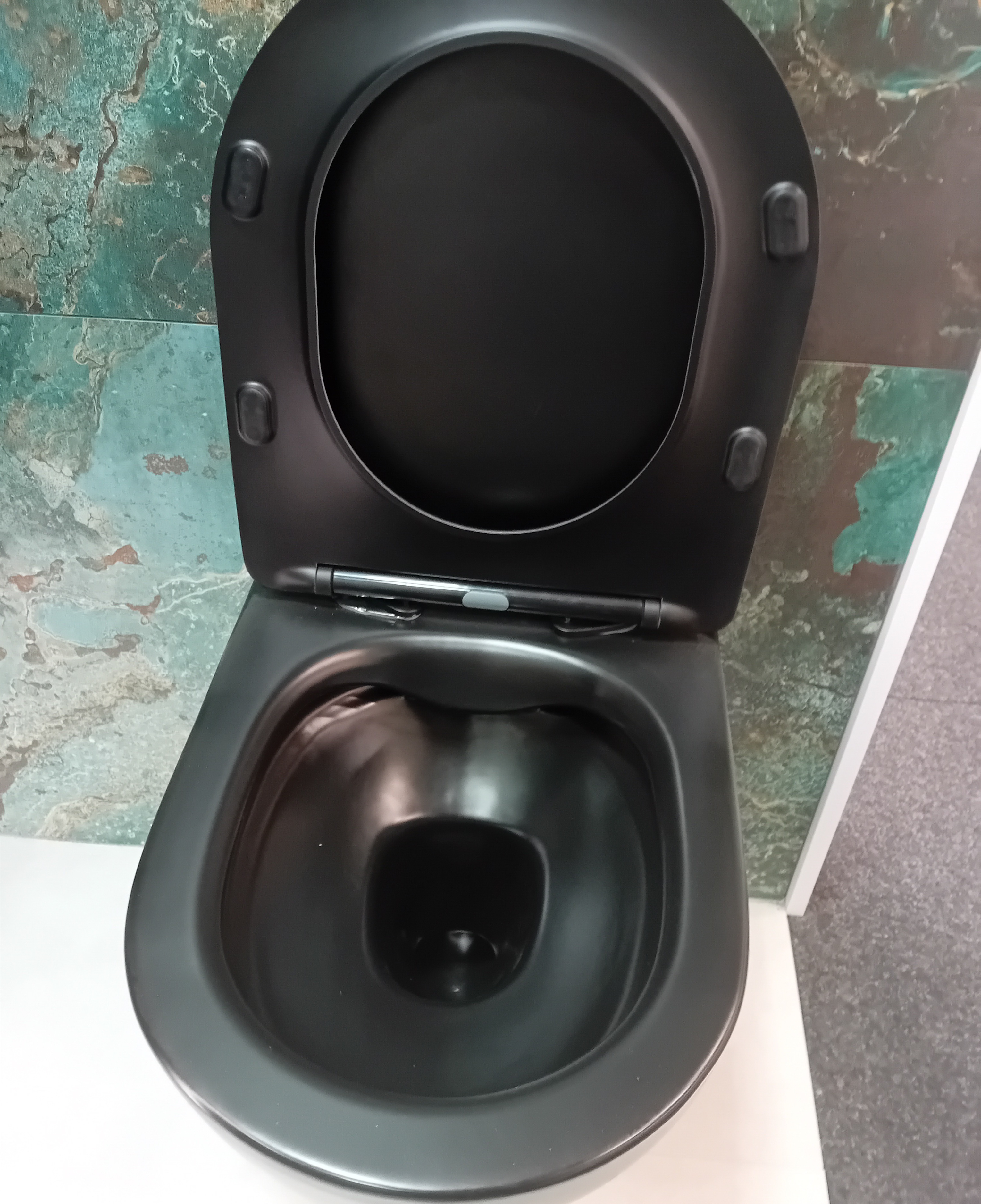 IO FROYA BLACK miska wc wisząca Rimless 490x365 mm z deską slim wolnoopadającą z funkcją łatwego wypinania CE.FRO.BL.WC490 *16 *W ( zamiennik MUFI PLUS BLACK MAT - CE.MUFSF.490.093E-UQ3.BM.I )  **ekspo - Powystawowy Łowicz
