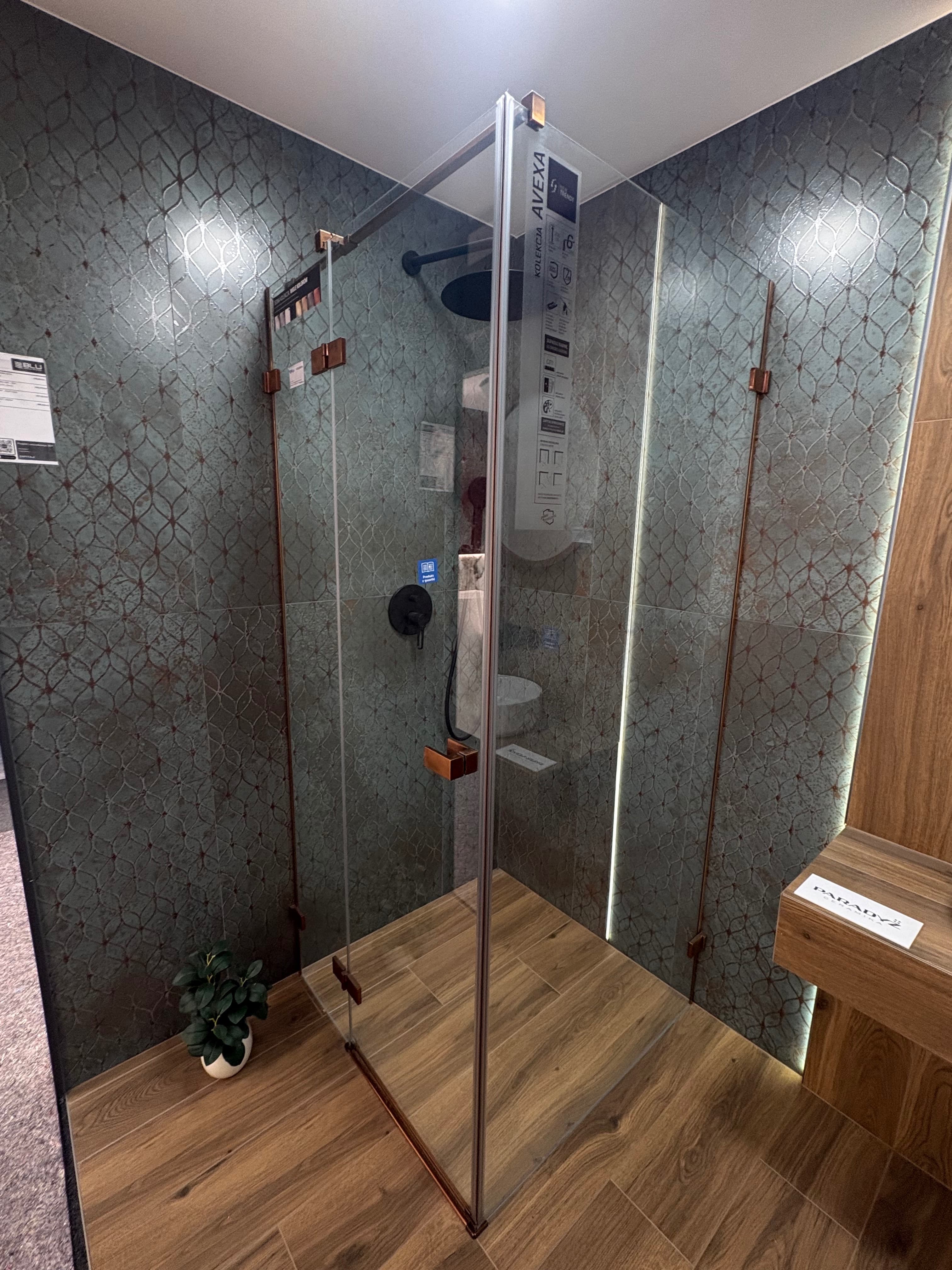 NEW TRENDY KABINA AVEXA COPPER BRUSHED KWADRATOWA L 90x90x200 CZYSTE 6mm ACTIVE SHIELD EXK-3553  **ekspo - Powystawowy Gniezno