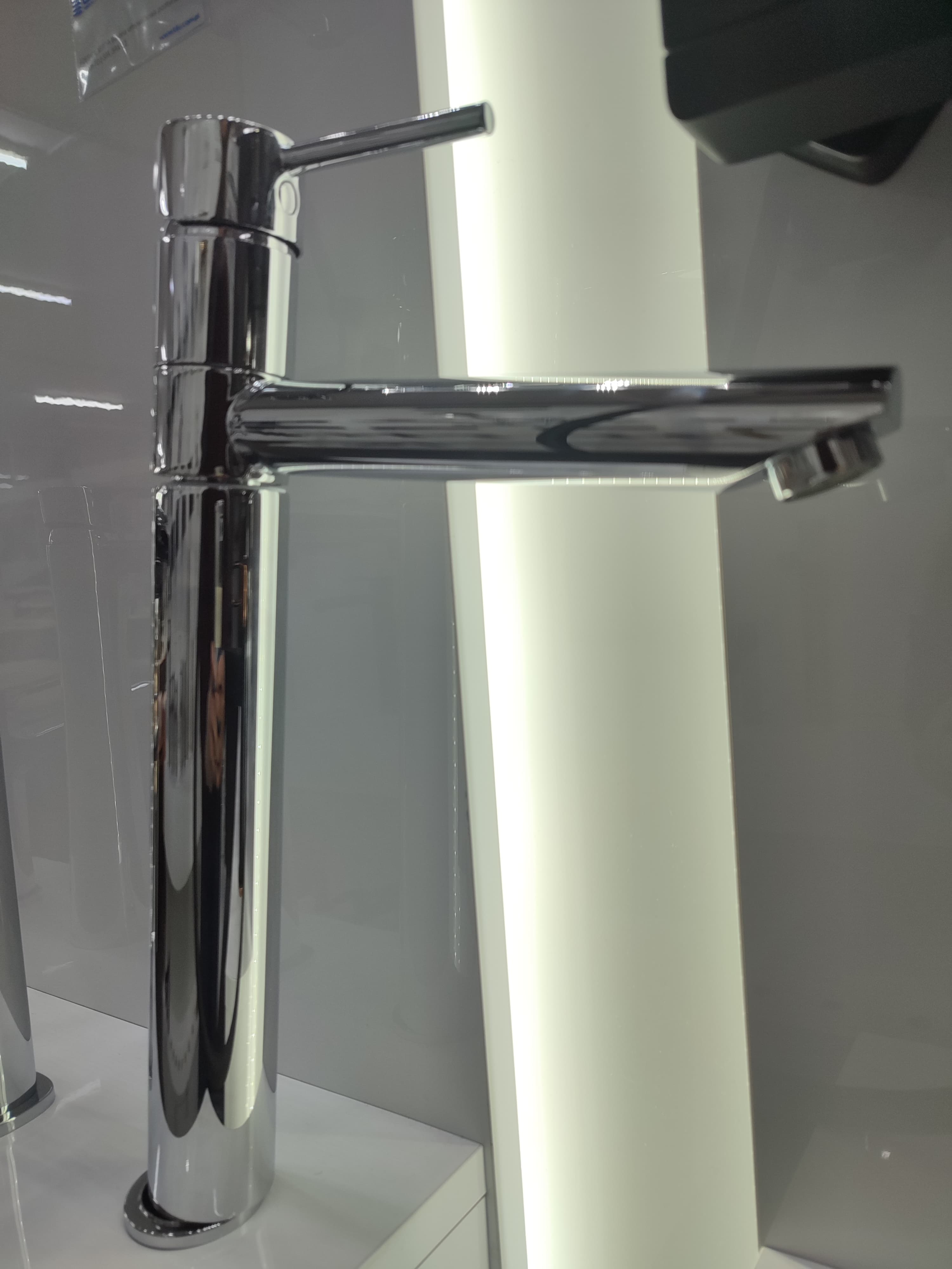 FDESIGN FLUSSO Bateria umywalkowa wysoka (nablatowa)z korkiem click-clack chrom FD1-FLS-2L-11 - Powystawowy Skierniewice