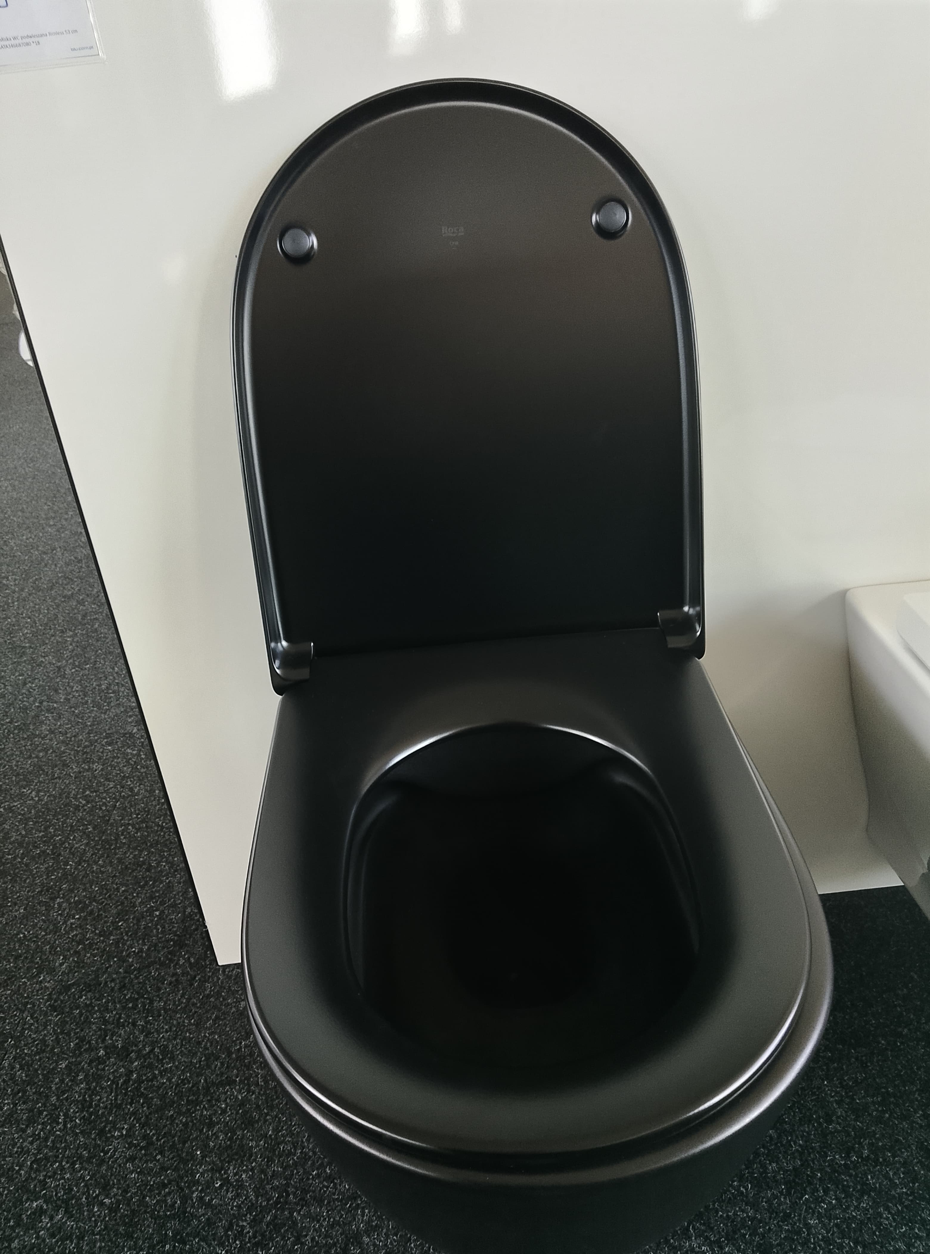 ROCA  ONA Miska WC podwieszana Rimless 53 cm CZARNY MAT  A346687080   *18 - Powystawowy Kalisz
