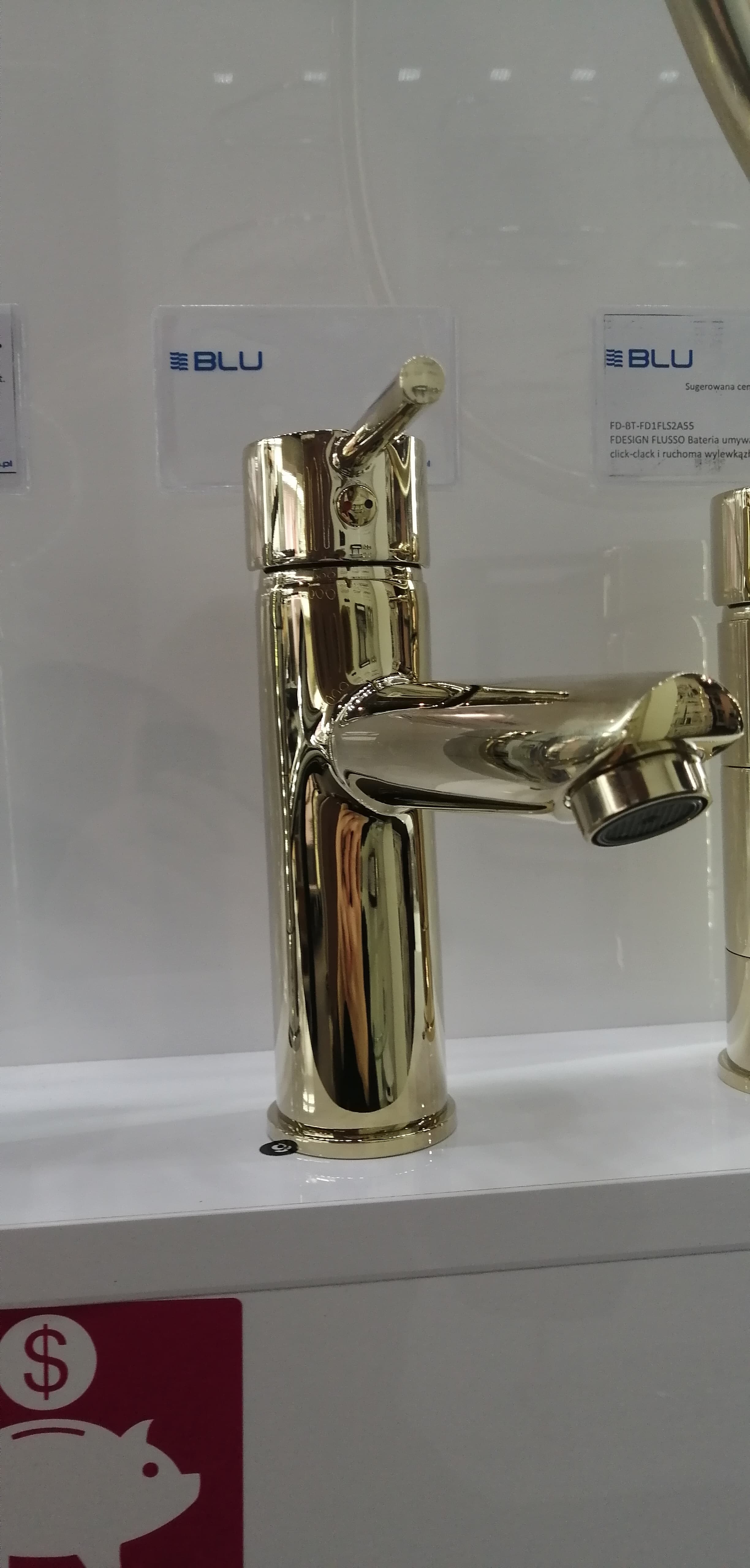 FDESIGN FLUSSO Bateria umywalkowa stojąca  w komplecie z korkiem click-clack złoty FD1-FLS-2-55 - Powystawowy Poznań