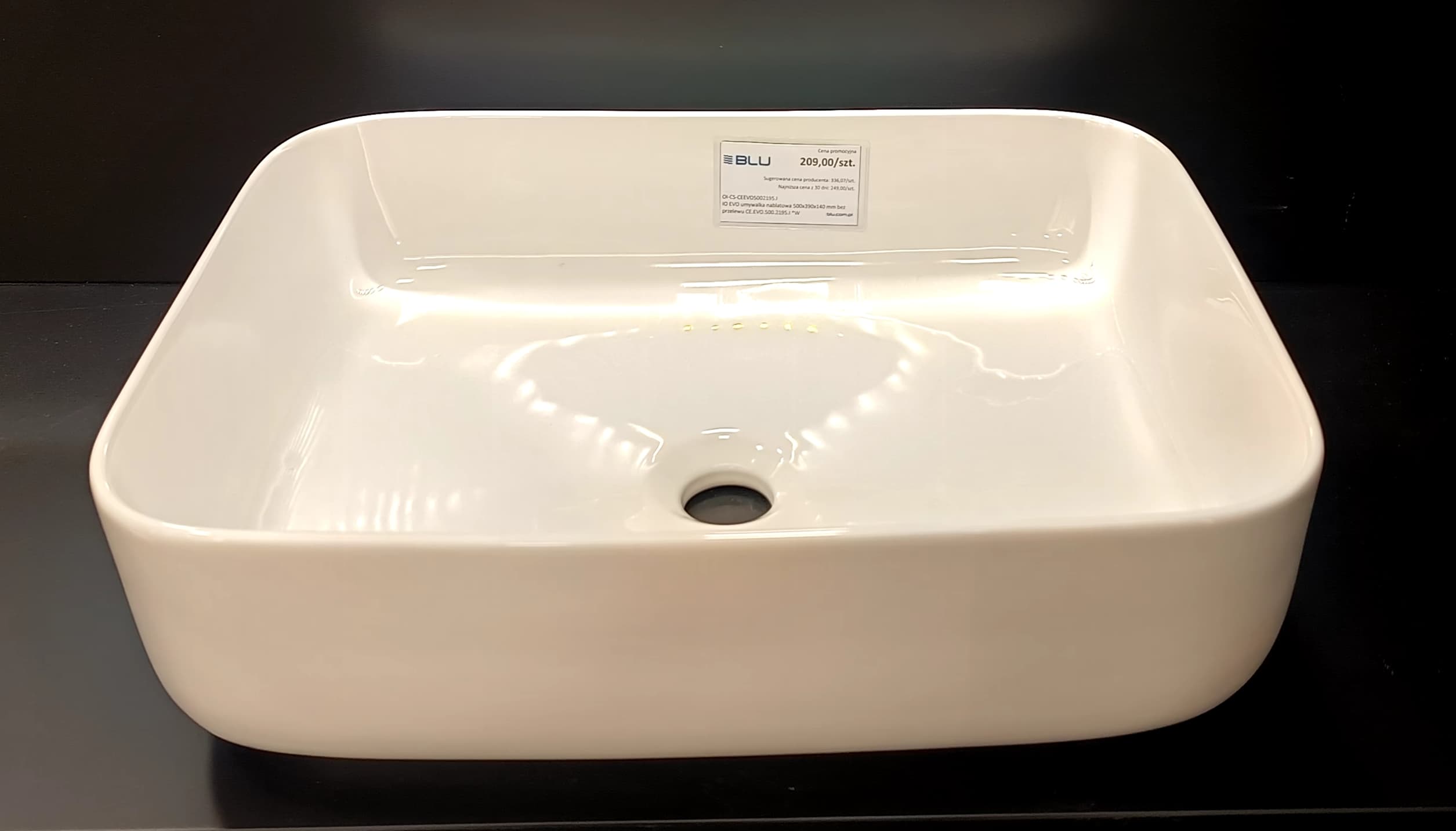 IO EVO umywalka nablatowa 500x390x140 mm bez przelewu CE.EVO.500.2195.I *W - Powystawowy Zielona Góra