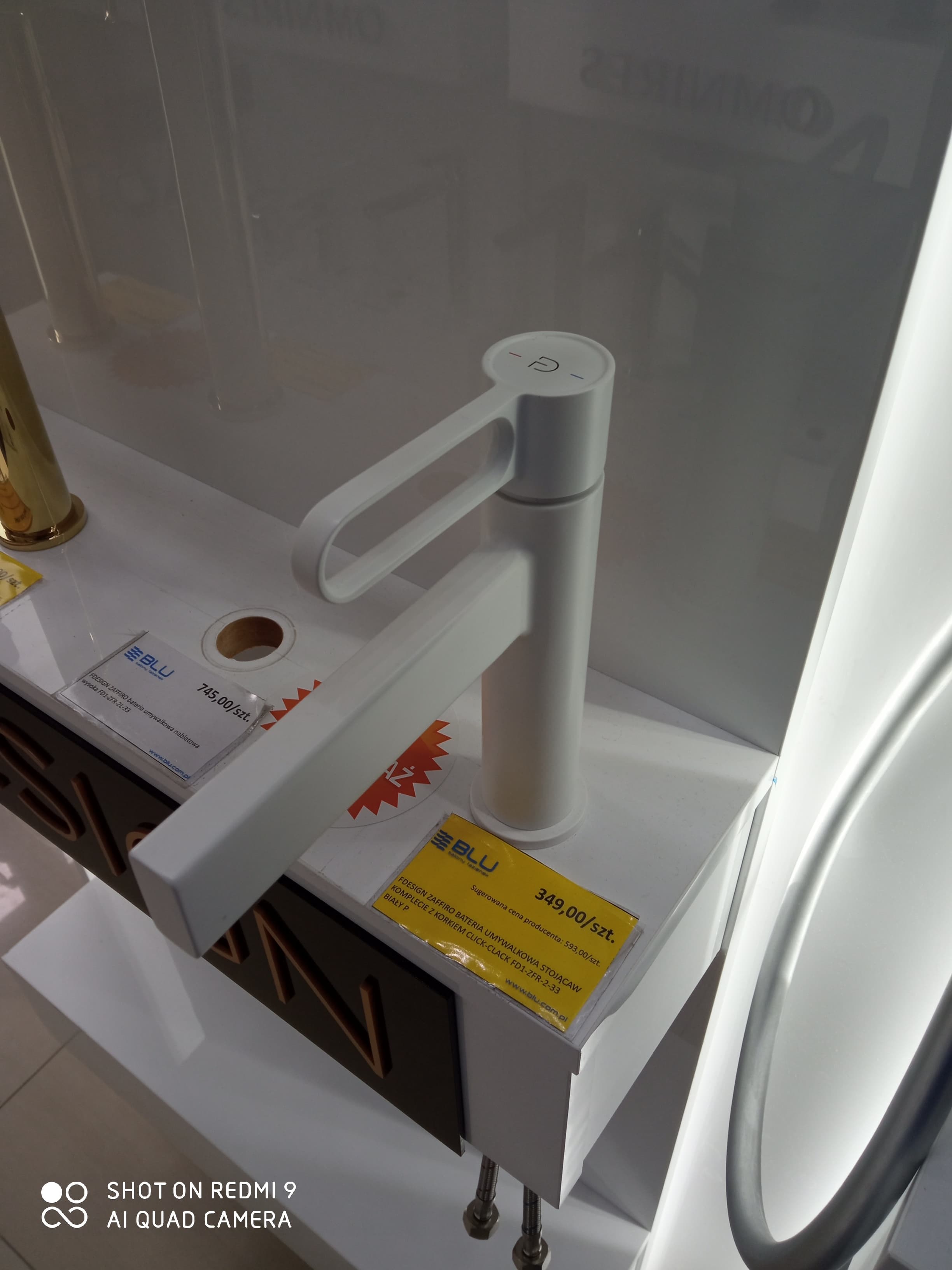 FDESIGN ZAFFIRO BATERIA UMYWALKOWA STOJĄCA  W KOMPLECIE Z KORKIEM CLICK-CLACK FD1-ZFR-2-33 BIAŁY   P - Powystawowy Giżycko