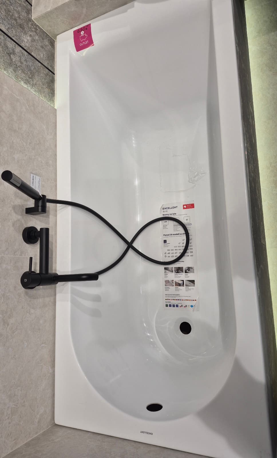EXCELLENT wanna prostokątna AURUM SLIM 1500x700 WAEX.AUR15WHS bez nóg - Powystawowy Tarnobrzeg