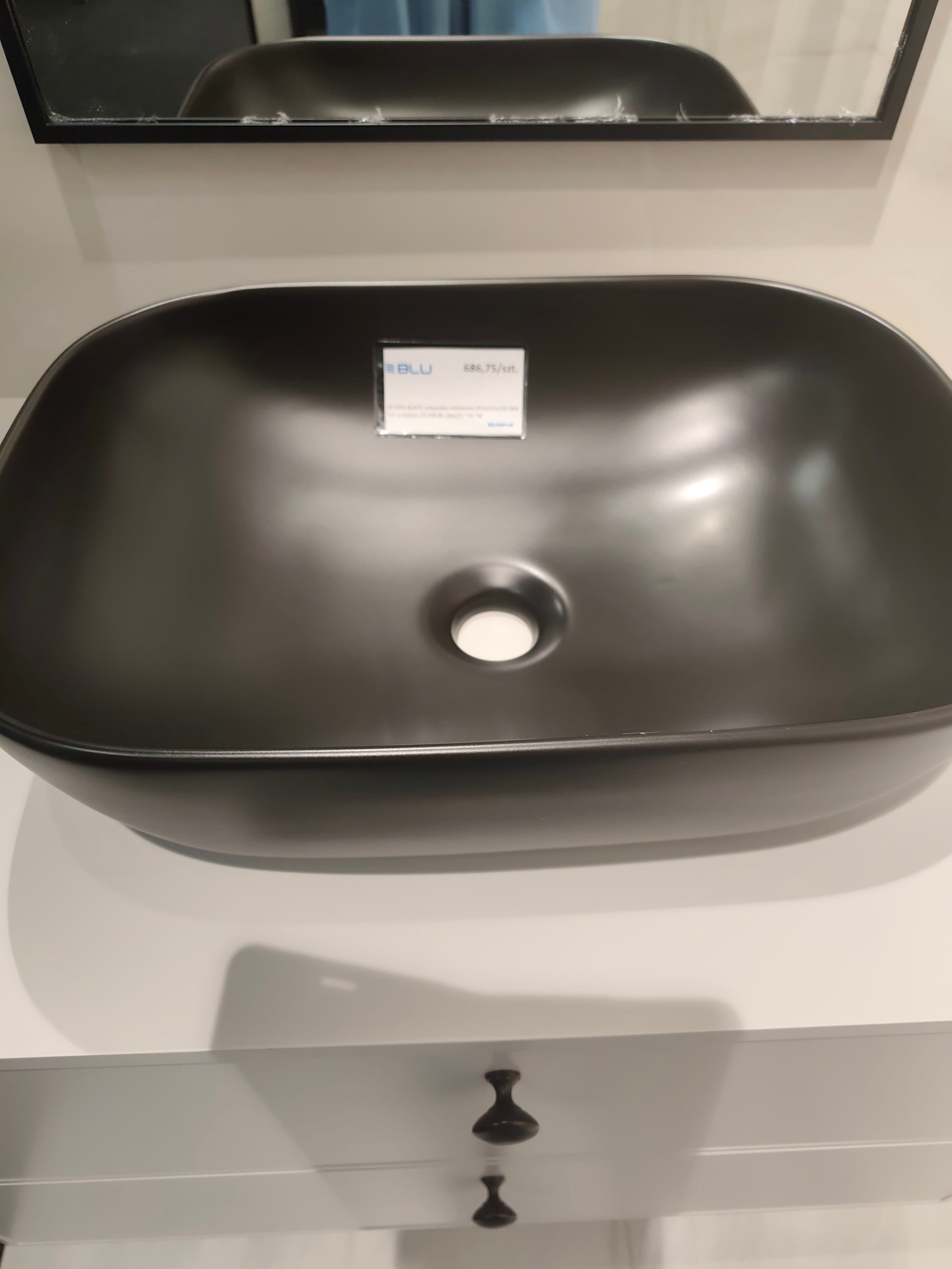 IO IDDE BLACK umywalka nablatowa 455x325x135 MM bez przelewu CE.IDD.BL.UM455 *24 *W  **ekspo - Powystawowy Włocławek