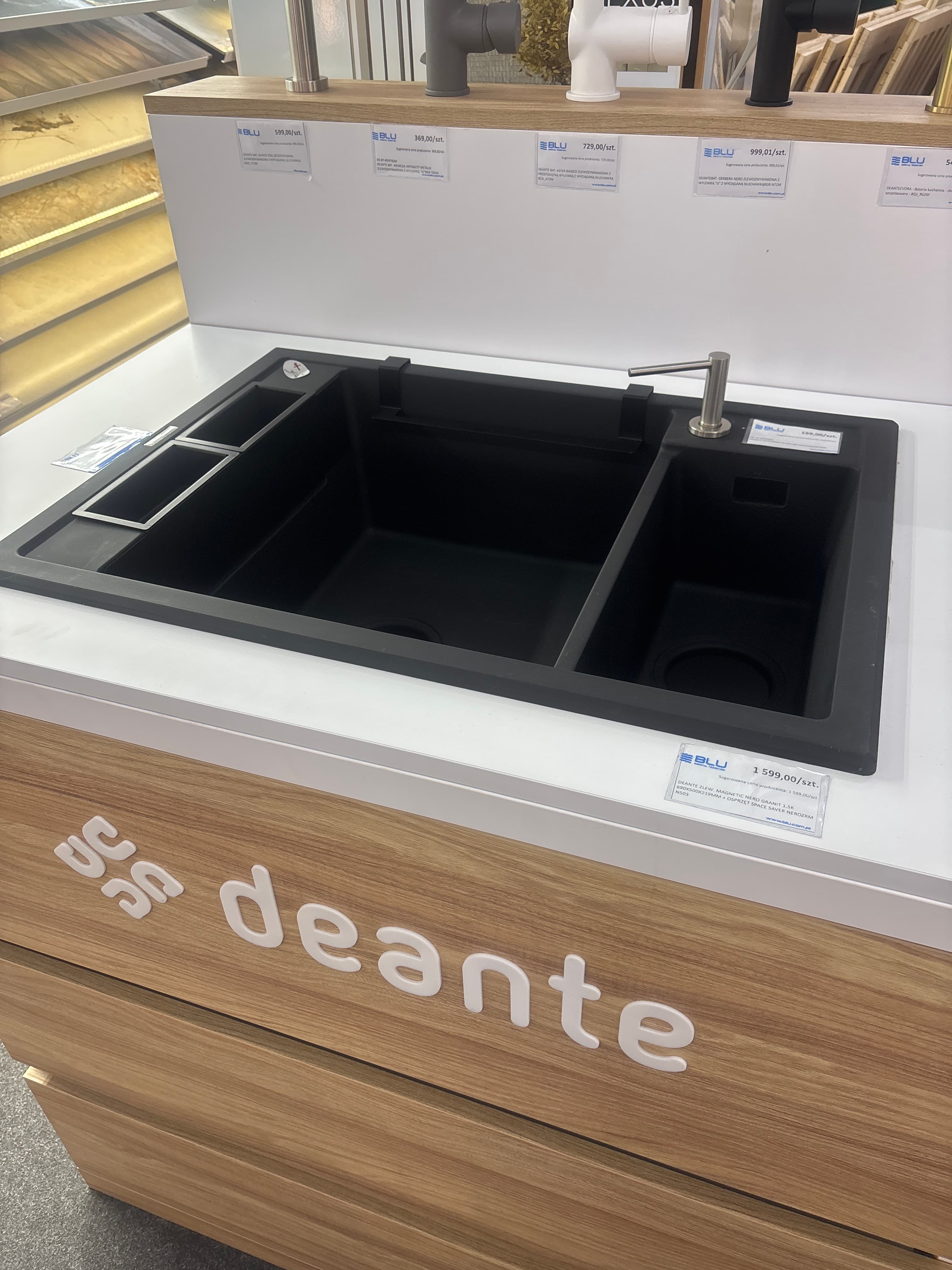 DEANTE ZLEW. MAGNETIC NERO GRANIT 1,5K 690X500X219MM + OSPRZĘT SPACE SAVER NERO  ZRM N503  **ekspo - Powystawowy Skierniewice