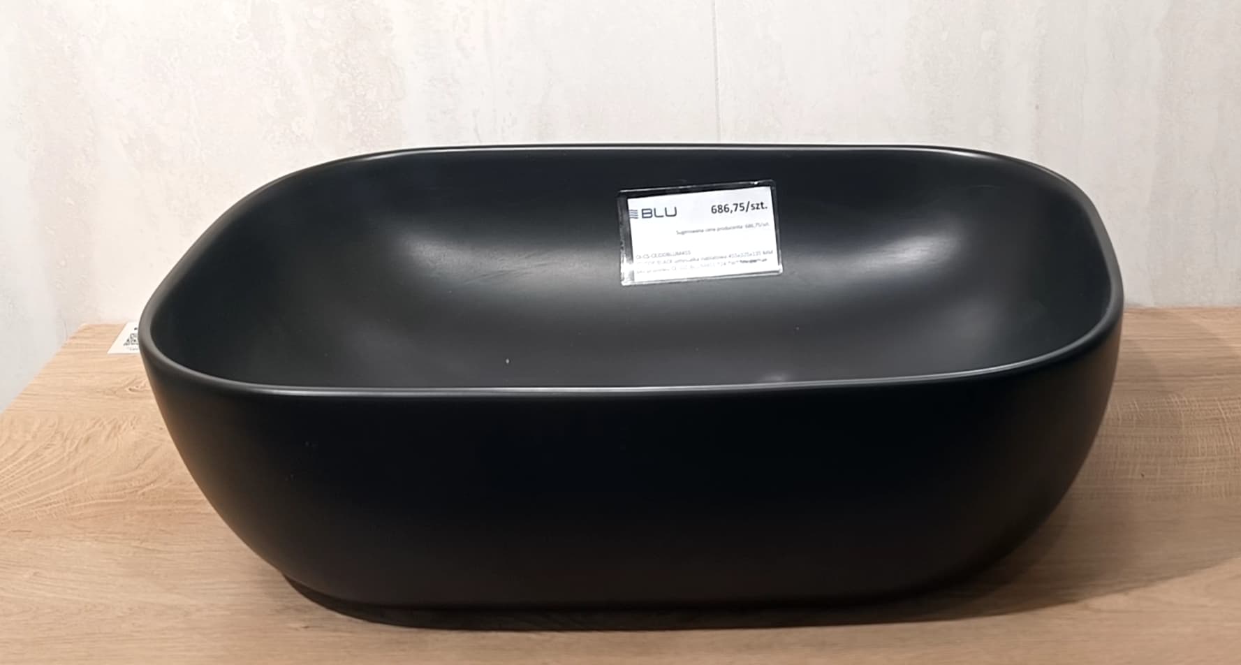 IO IDDE BLACK umywalka nablatowa 455x325x135 MM bez przelewu CE.IDD.BL.UM455 *24 *W  **ekspo - Powystawowy Zielona Góra