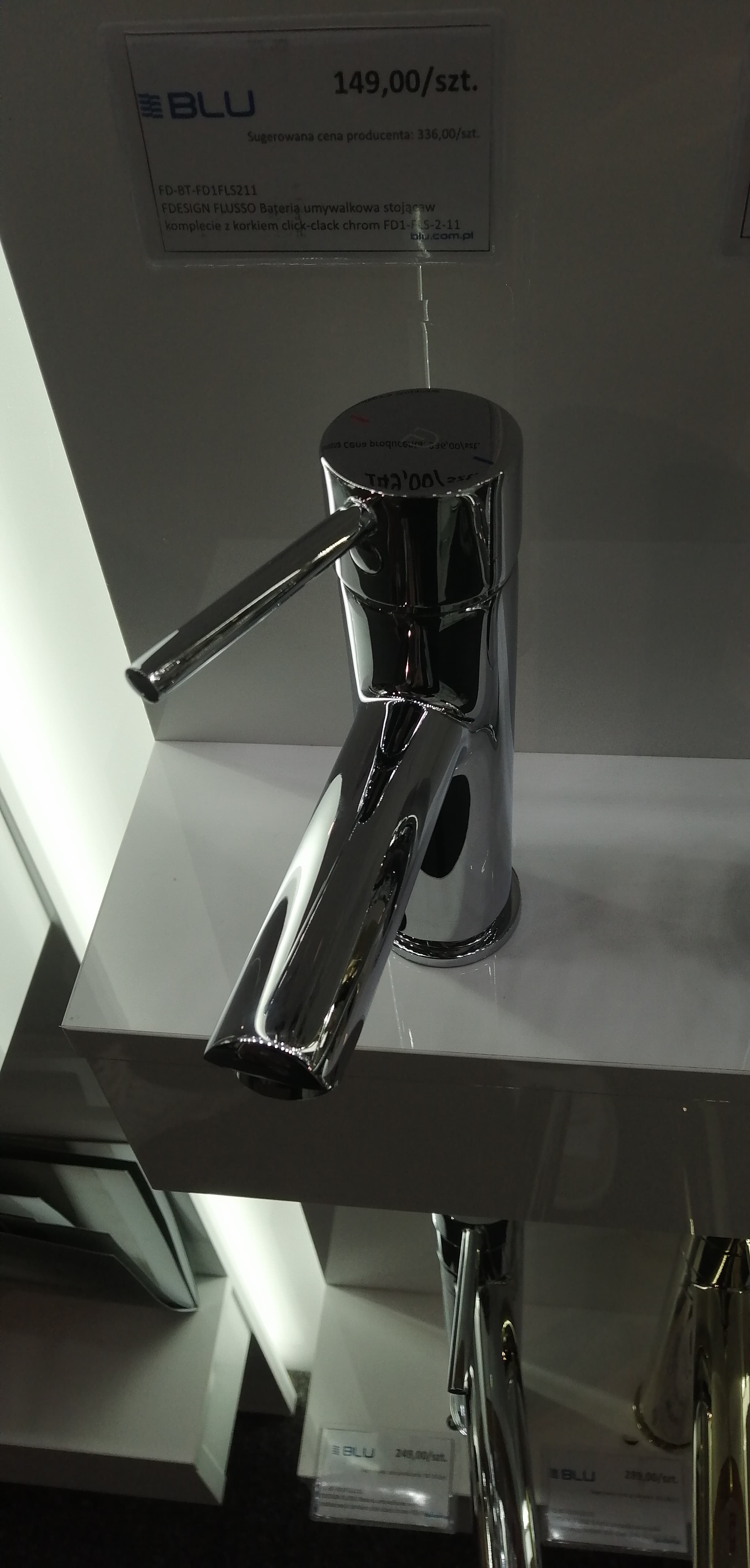 FDESIGN FLUSSO Bateria umywalkowa stojąca  w komplecie z korkiem click-clack chrom FD1-FLS-2-11 - Powystawowy Poznań