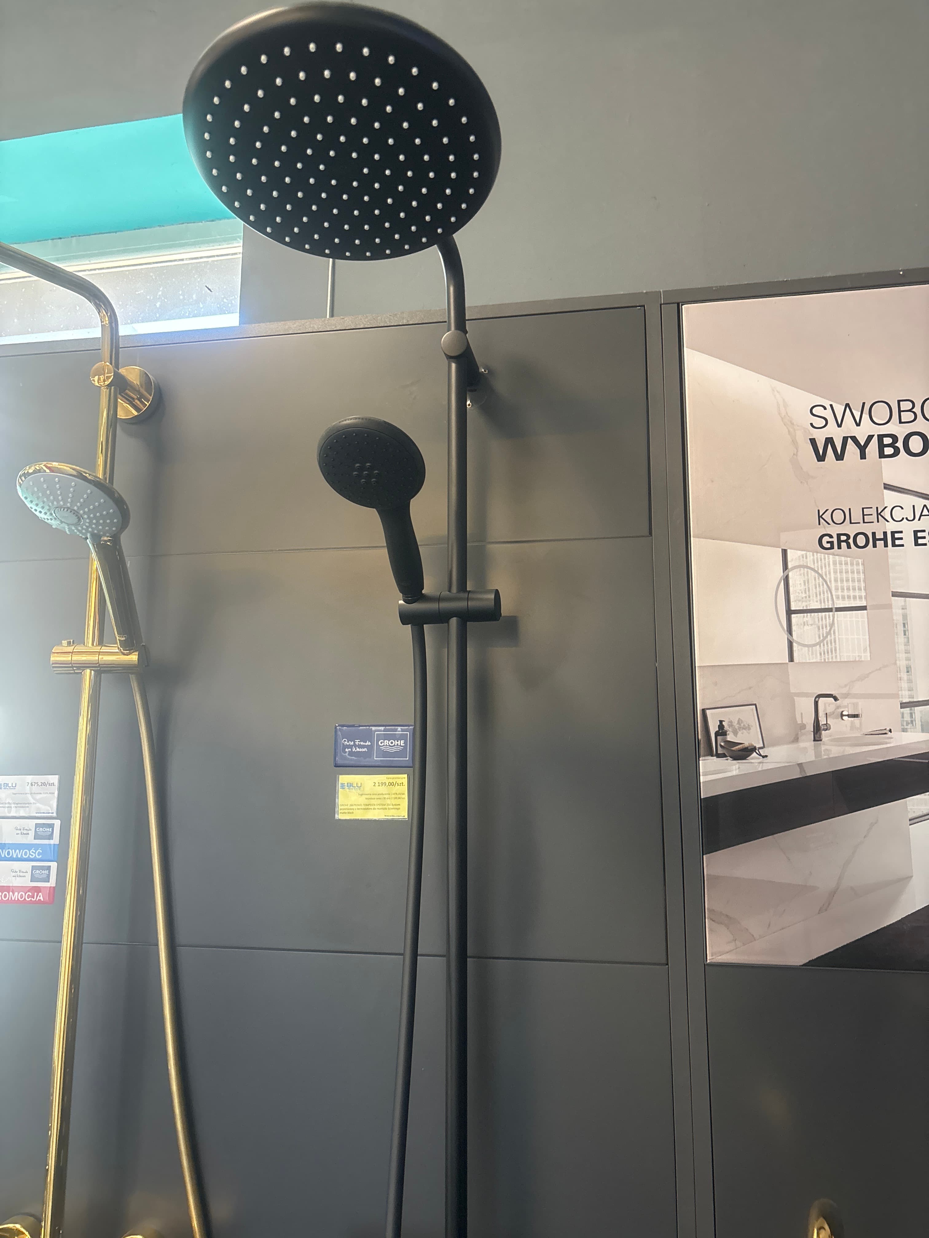 GROHE 266702431 TEMPESTA SYSTEM 250 System prysznicowy z termostatem do montażu ściennego matte black - Powystawowy Łódź Zgierska
