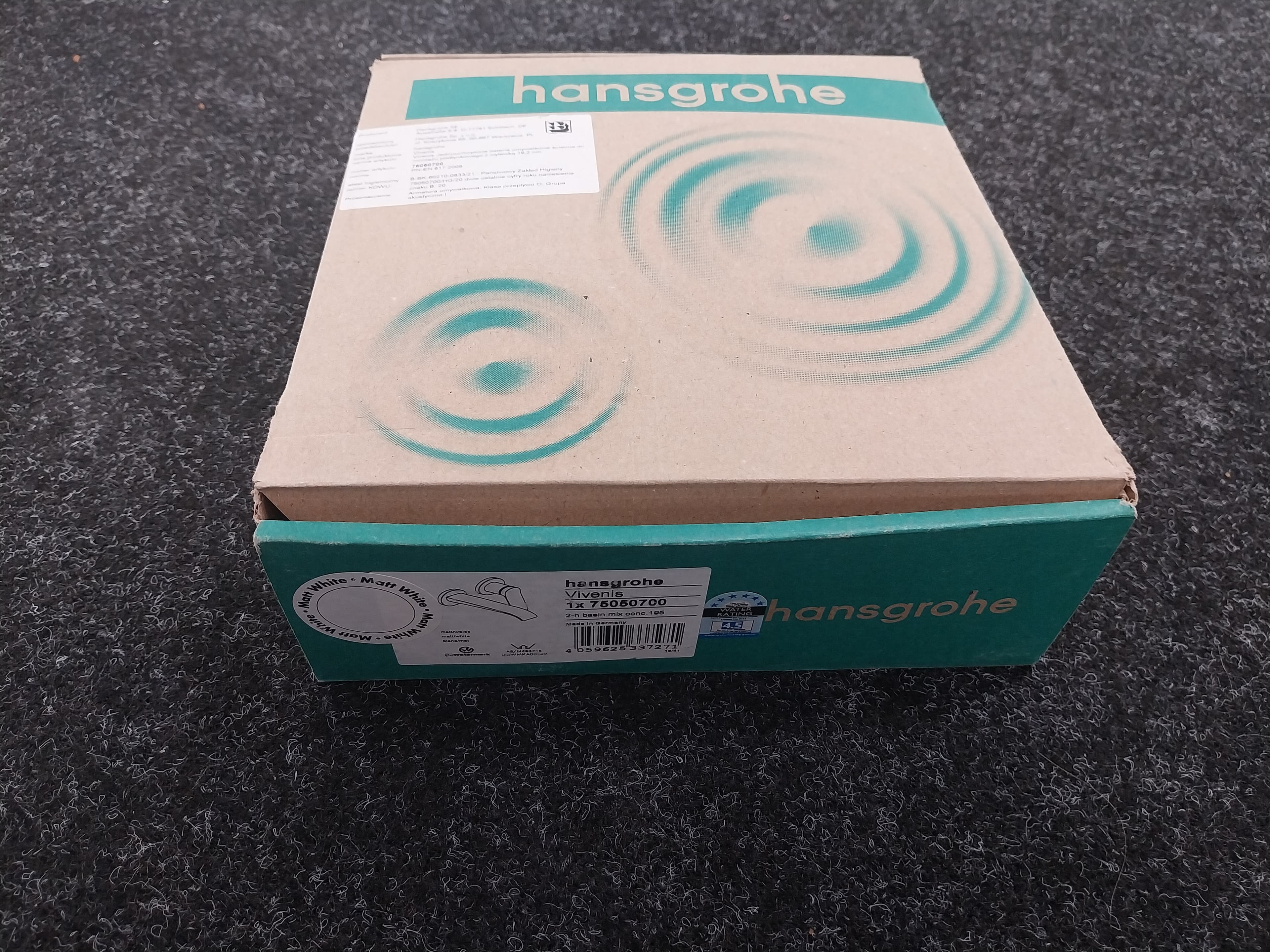 HANSGROHE 75050700 Vivenis Jednouchwytowa bateria umywalkowa ścienna do montażu podtynkowego z wylewką 19,2 cm, element zewnętrzny biały matowy Biały Matowy  **ekspo - Nowy Kraków