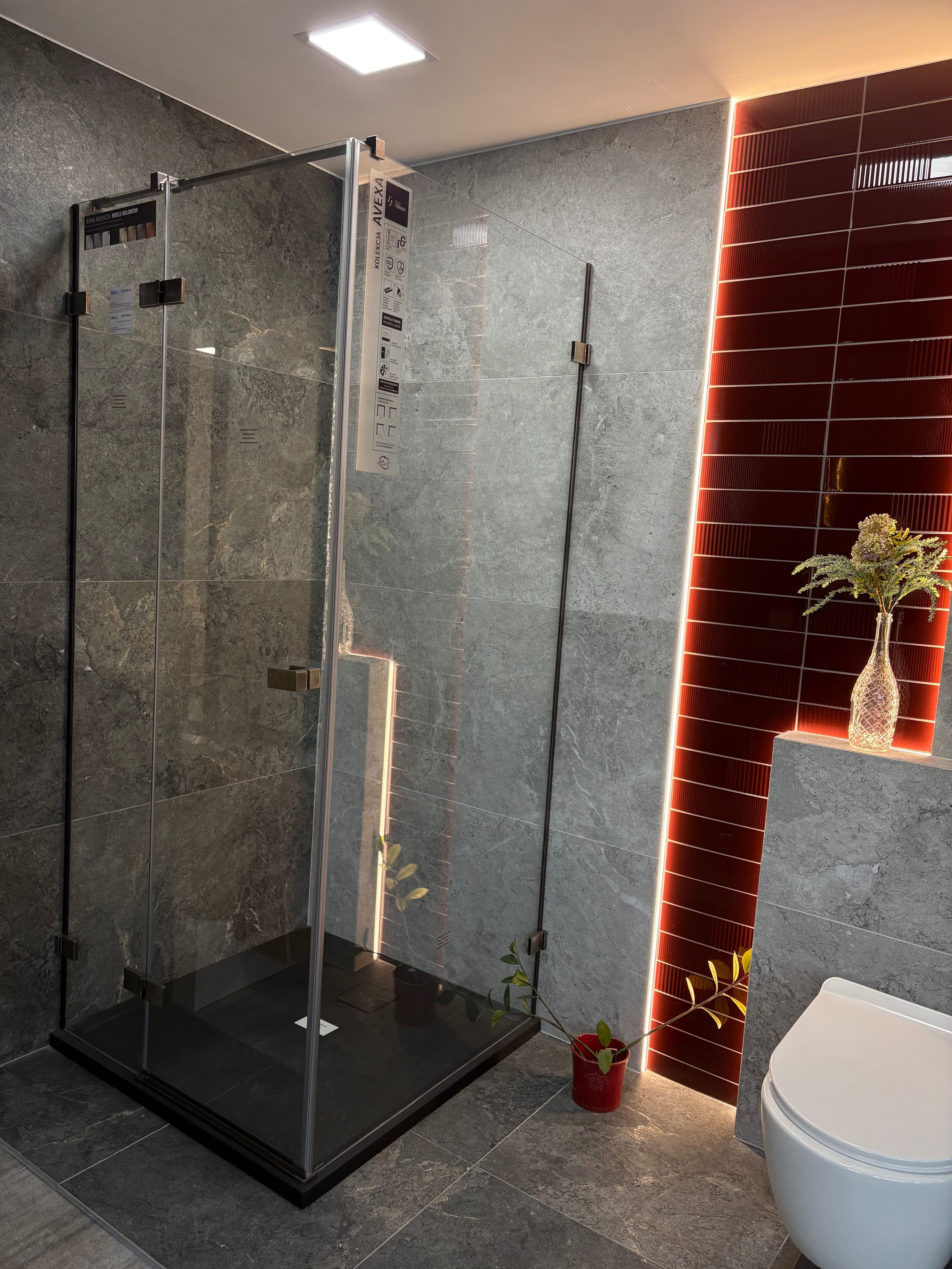 NEW TRENDY KABINA AVEXA GUNMETAL BRUSHED KWADRATOWA L 90x90x200 CZYSTE 6mm ACTIVE SHIELD EXK-3326 **ekspo - Powystawowy Gniezno