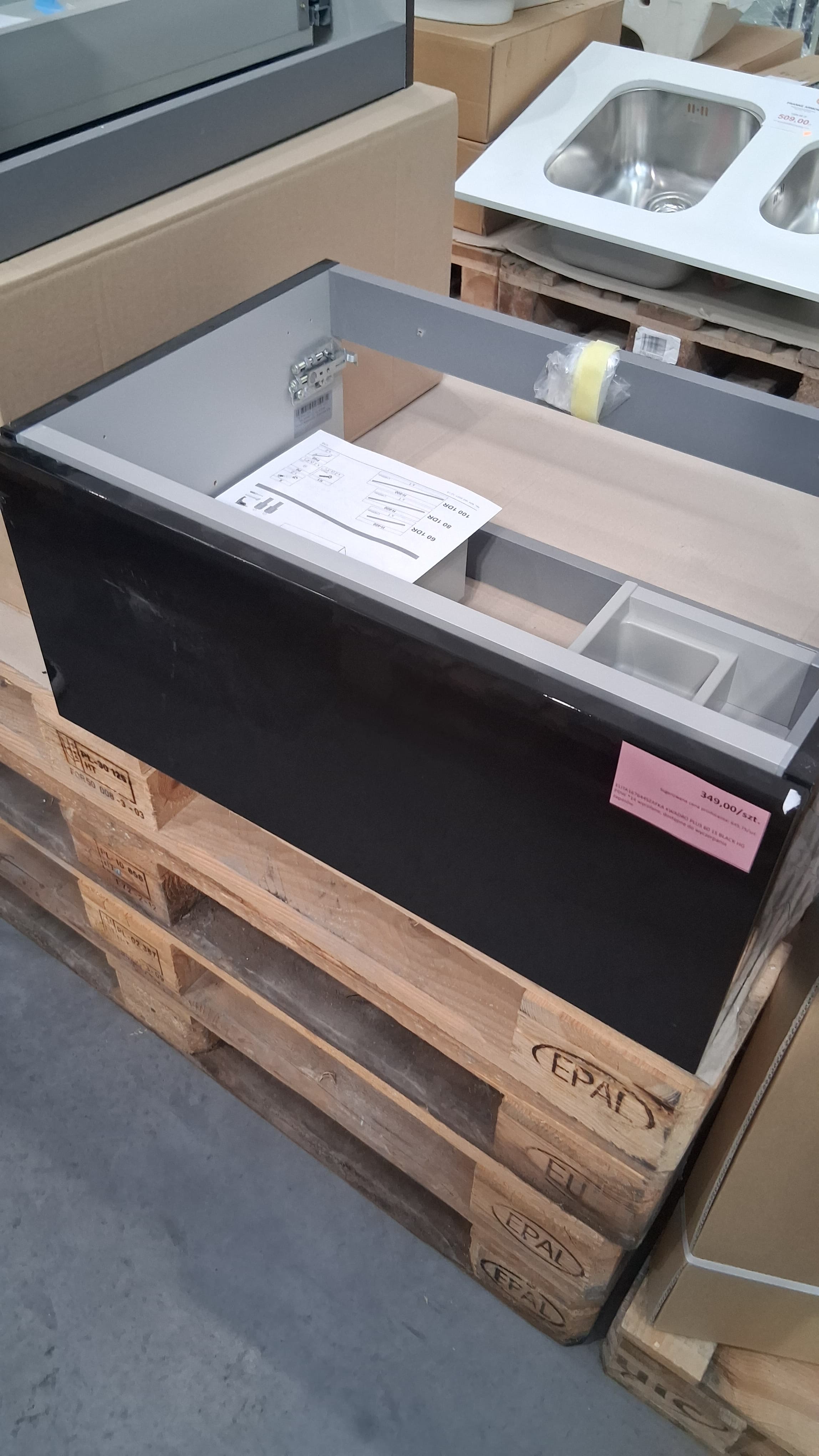 ELITA  167644  SZAFKA KWADRO PLUS 60 1S BLACK HG PDW   *14   wycofane, dostępne do wyczerpania zapasów - Powystawowy Białystok