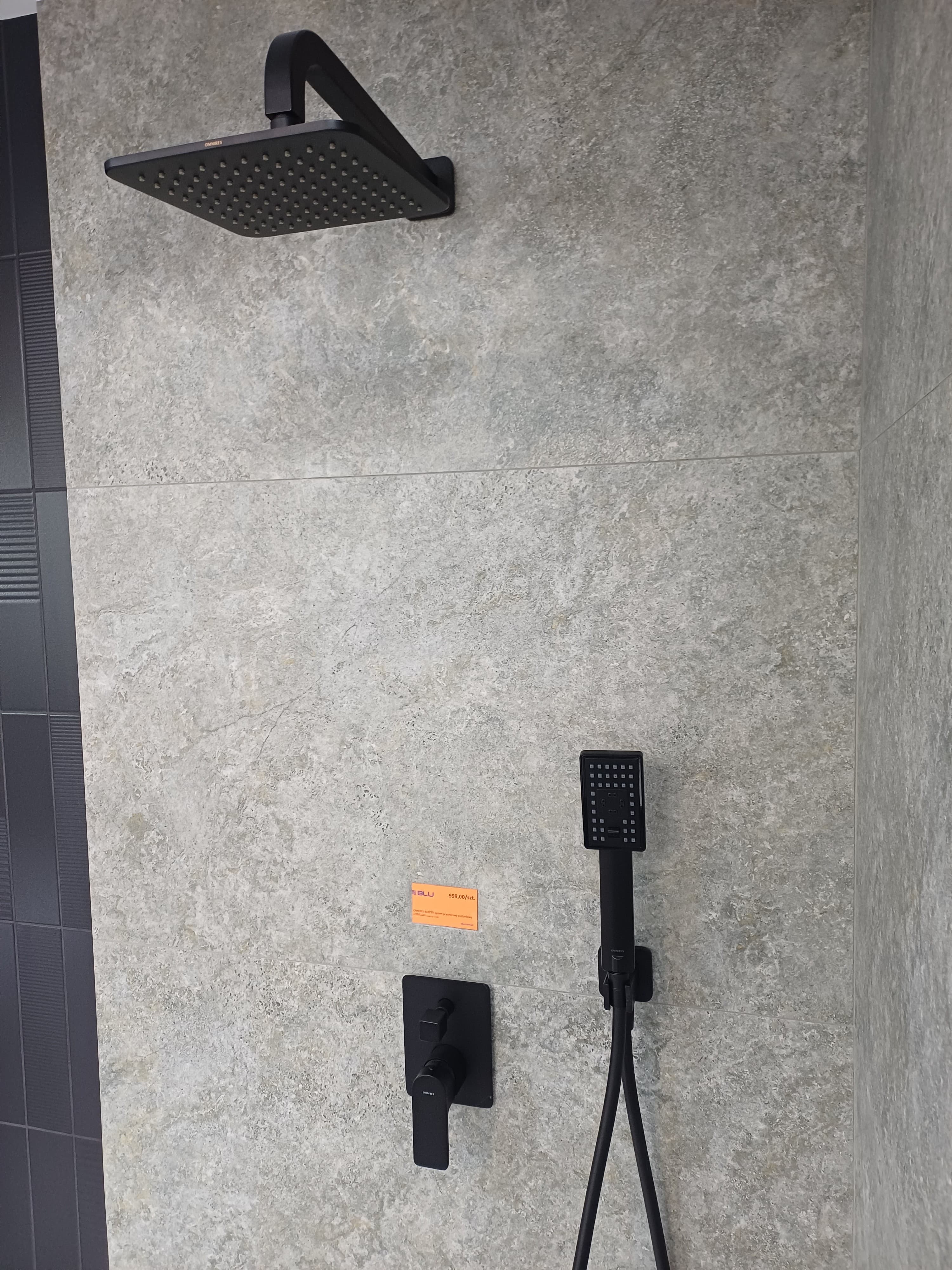OMNIRES BARETTI system prysznicowy podtynkowy SYSBA10BL czarny mat - Powystawowy Augustów