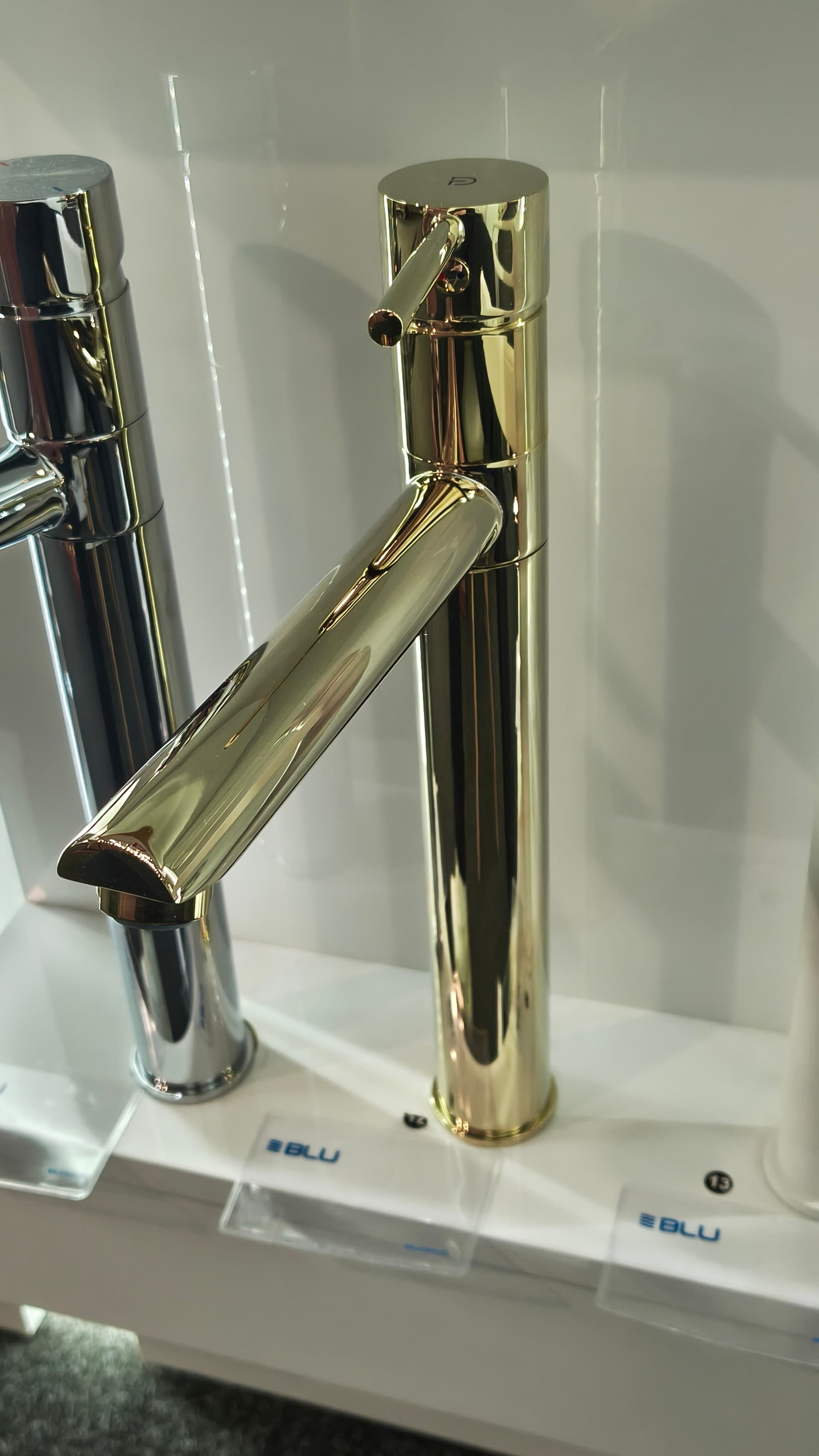 FDESIGN FLUSSO Bateria umywalkowa wysoka (nablatowa)z korkiem click-clack złoty FD1-FLS-2L-55 - Powystawowy Poznań