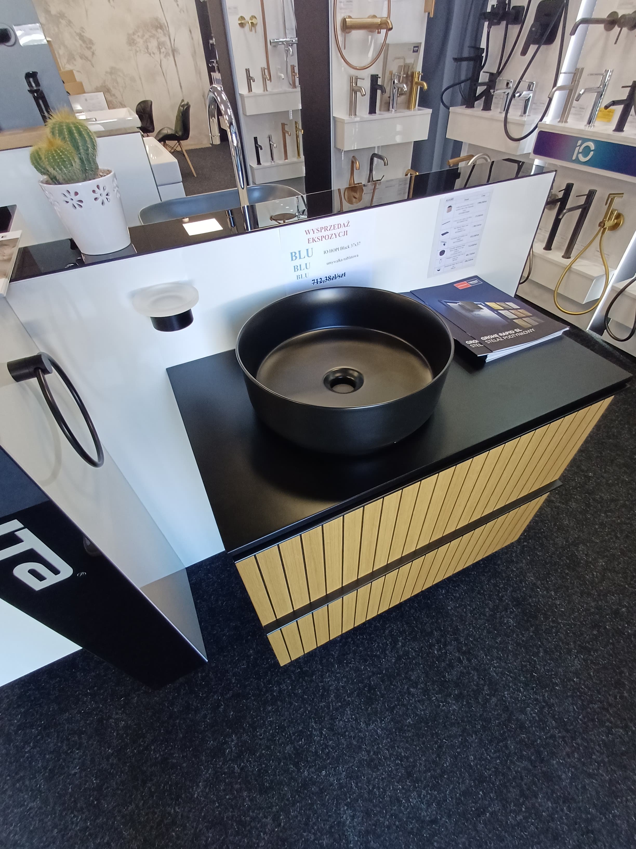 IO HOPI BLACK umywalka nablatowa okrągła 370x370x120 mm bez przelewu CE.HOP.BL.UM370 *24 *W  **ekspo - Powystawowy Tarnowskie Góry