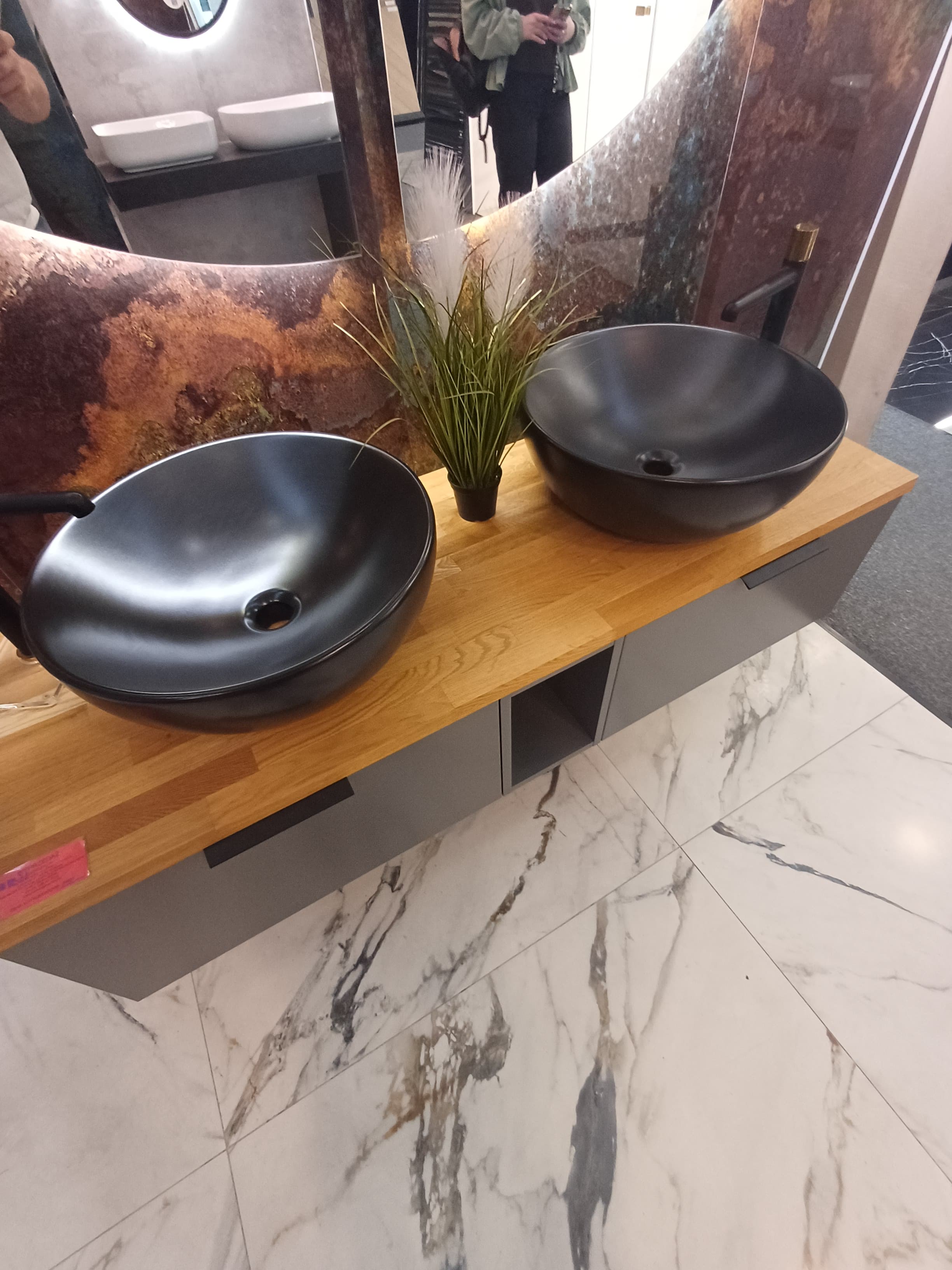 IO ALBANO umyw. nablatowa - fi = 450  mm, mat czarny bez otw. na bat., bez przelew. z powłoką CLEAN PLUS+ CS.ALB.CZ.1119.04.125 *W  **ekspo - Powystawowy Piotrków Trybunalski