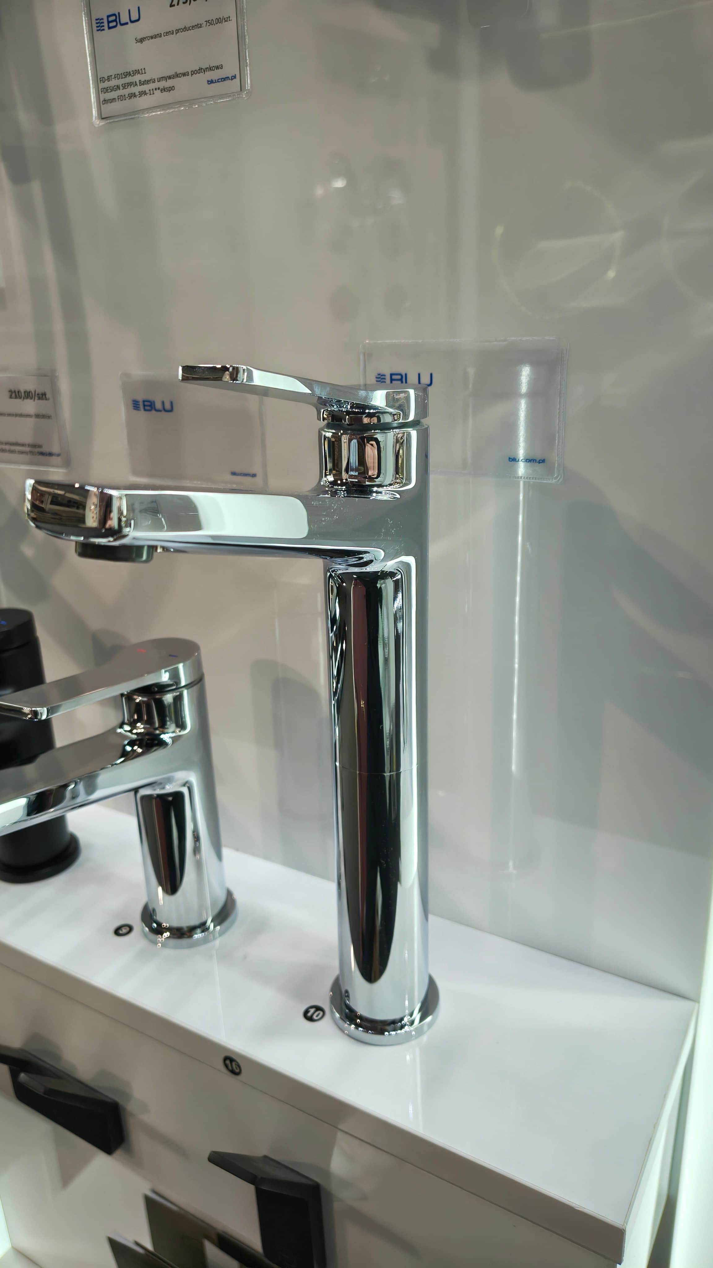 FDESIGN SEPPIA Bateria umywalkowa wysoka (nablatowa)z korkiem click-clack chrom FD1-SPA-2L-11 - Powystawowy Poznań