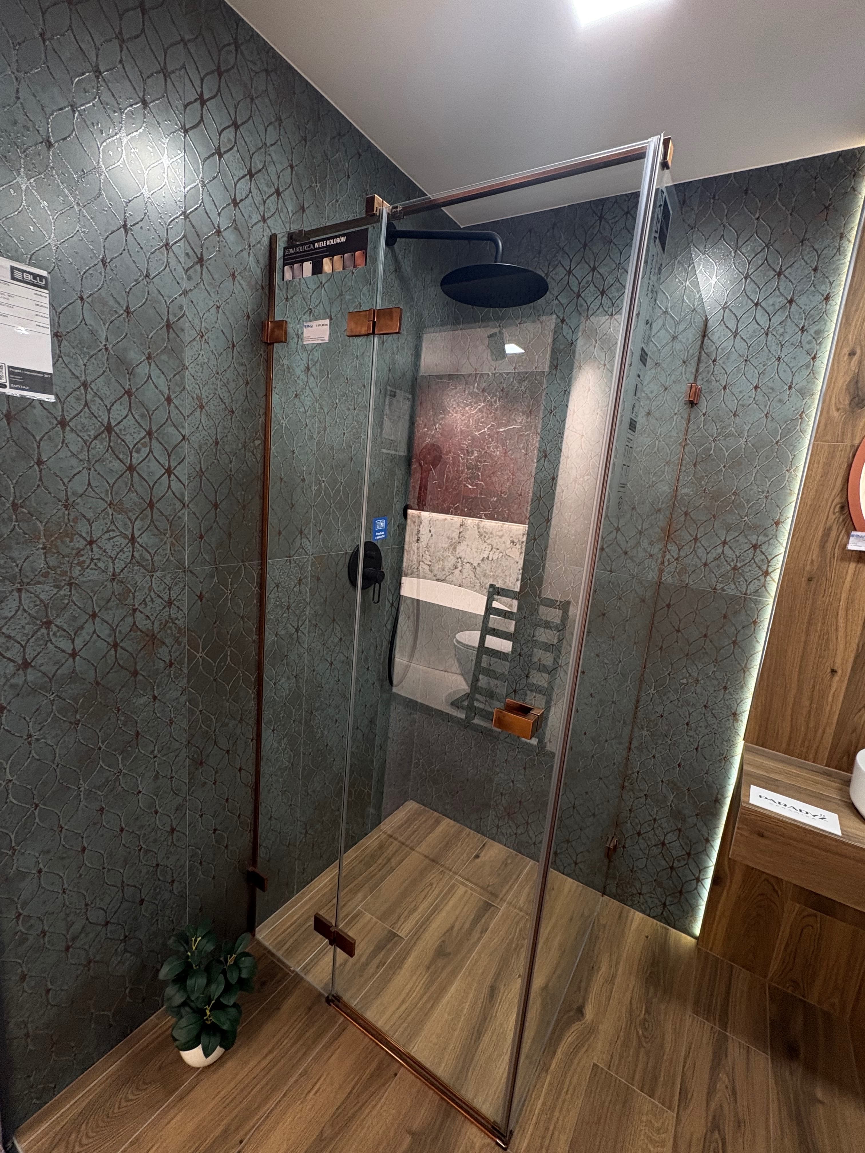 NEW TRENDY KABINA AVEXA COPPER BRUSHED KWADRATOWA L 90x90x200 CZYSTE 6mm ACTIVE SHIELD EXK-3553  **ekspo - Powystawowy Gniezno