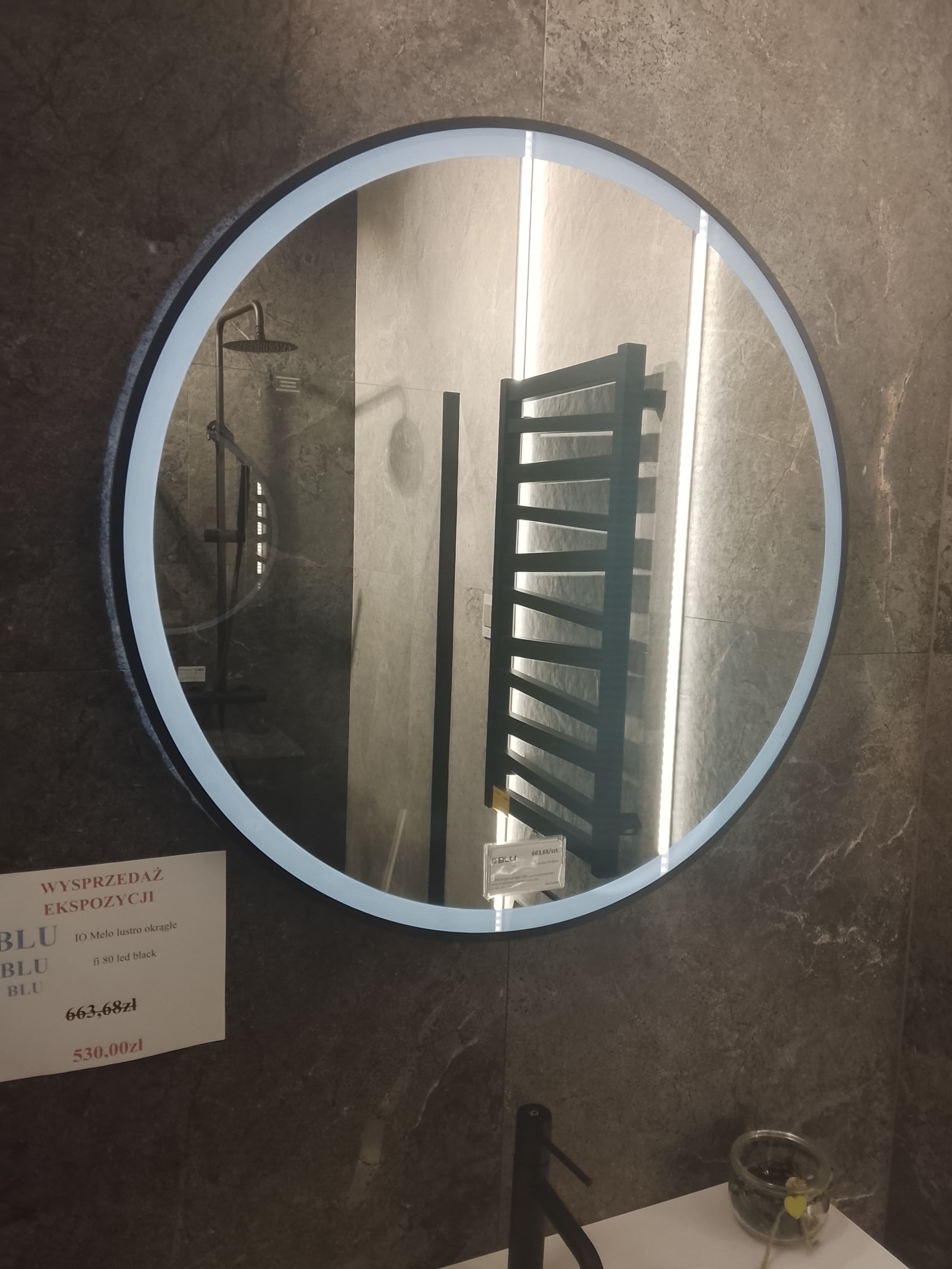 IO MELO lustro okrągłe fi 80 z podświetleniem led z ramą aluminiową w kolrze czarny mat LU.MEL.80.L.CM  *W  **ekspo - Powystawowy Tarnowskie Góry