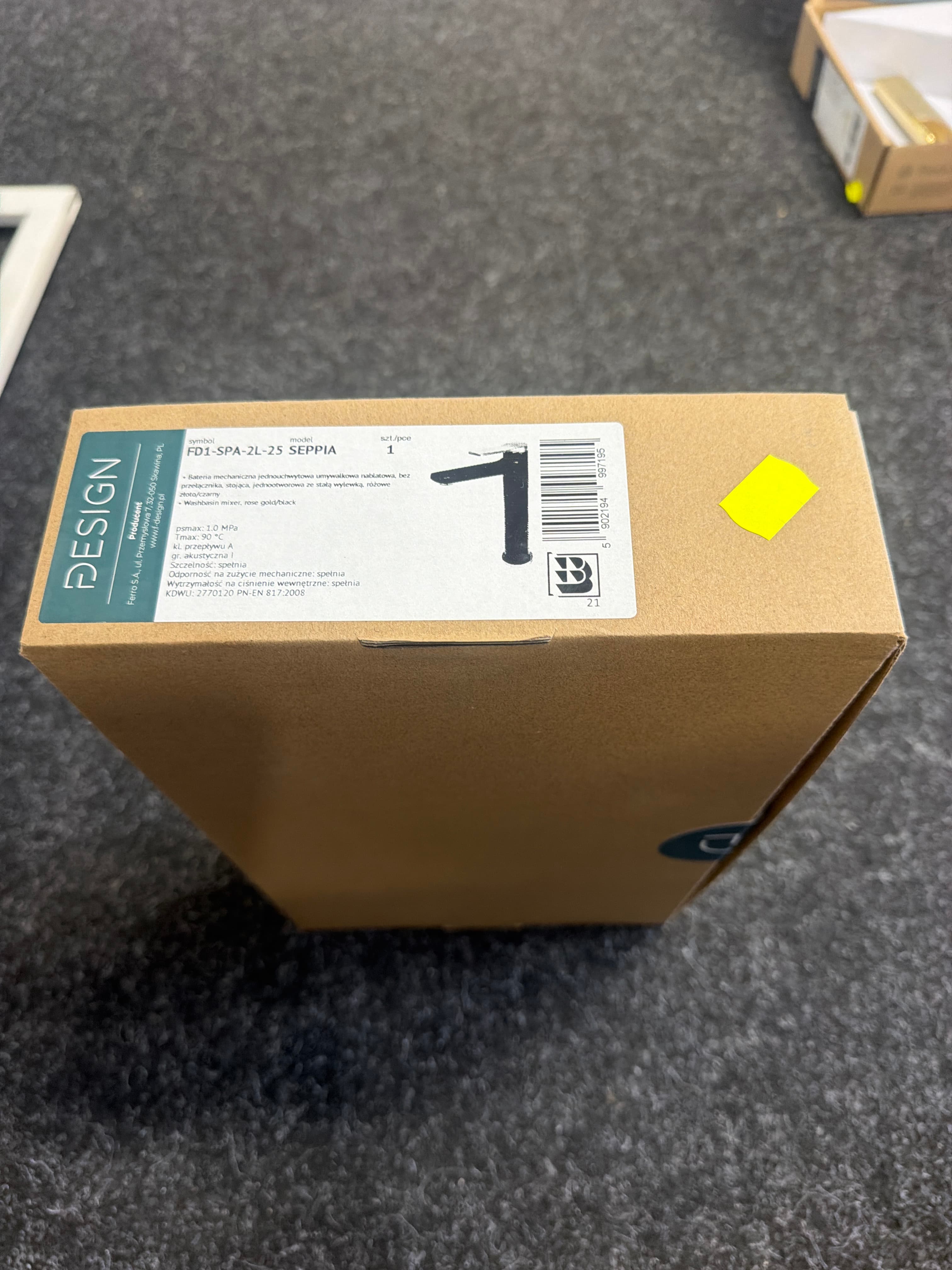 FDESIGN SEPPIA Bateria umywalkowa wysoka (nablatowa)z korkiem click-clack różowe złoto - czarny FD1-SPA-2L-25  **ekspo - Powystawowy Dębica