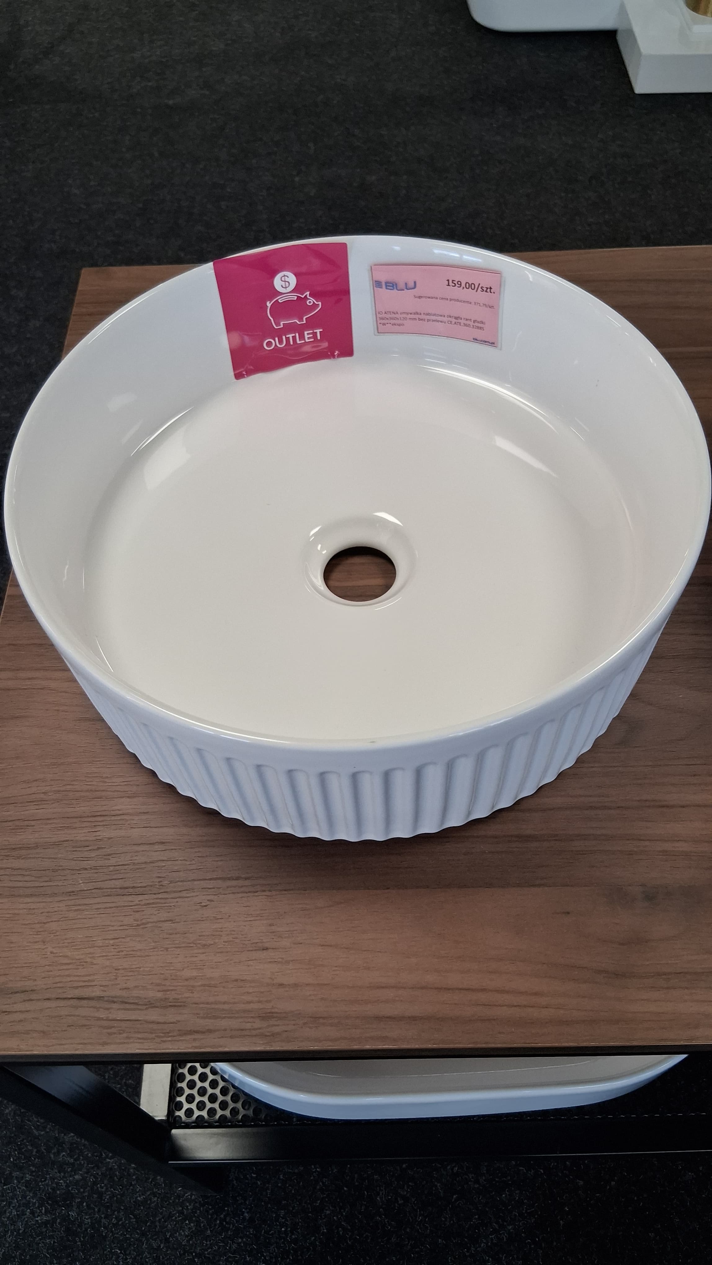 IO ATENA umywalka nablatowa okrągła 360x360x115 mm bez przelewu CE.ATE.360.3283S.I *W - Powystawowy Białystok