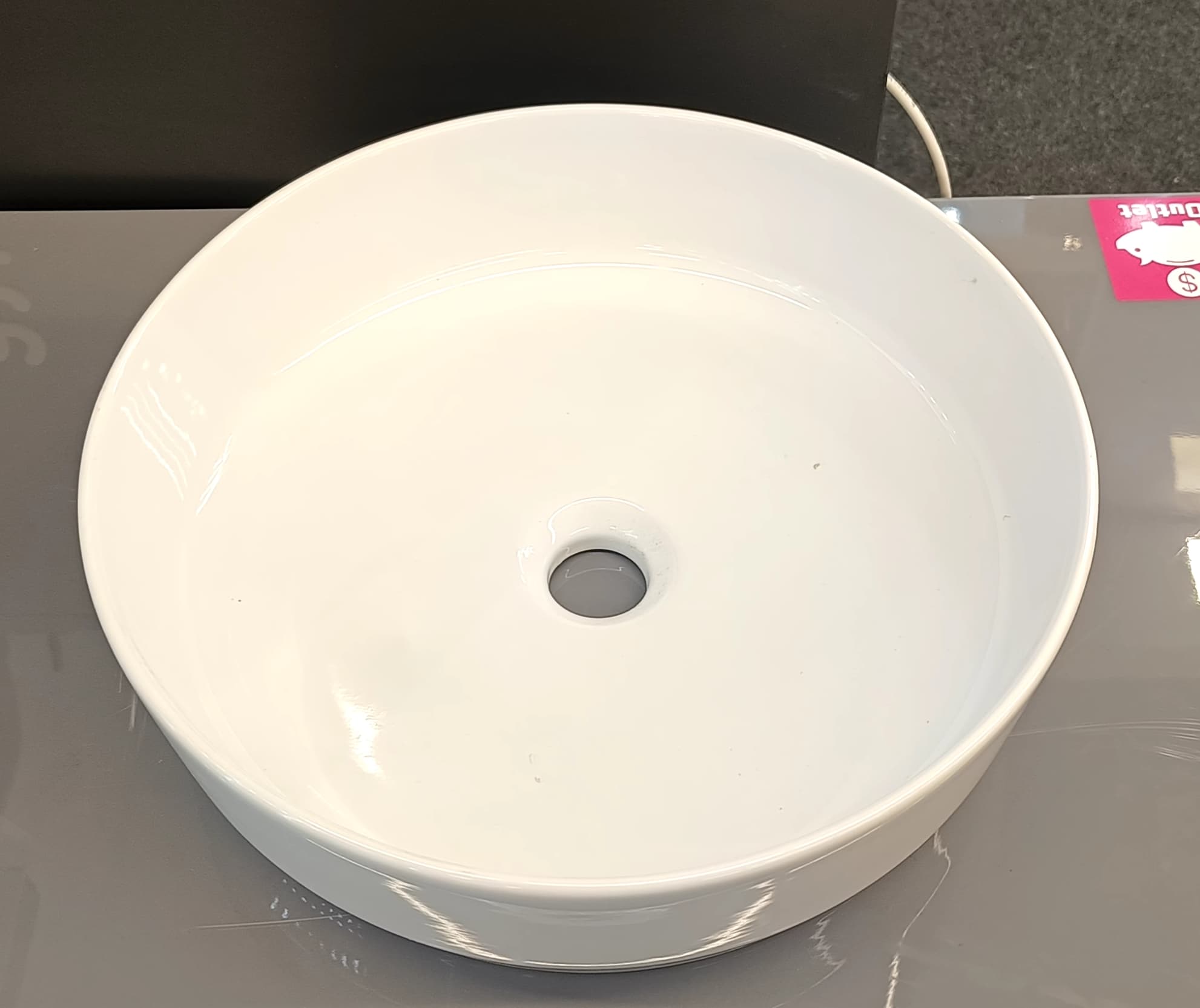 IO umywalka nablatowa AVERNO SLIM ROUND FI40 (w zestawie z odpływem i korkiem porcelanowym) CS.AVERNOROU40 *W  **ekspo - Powystawowy Zielona Góra