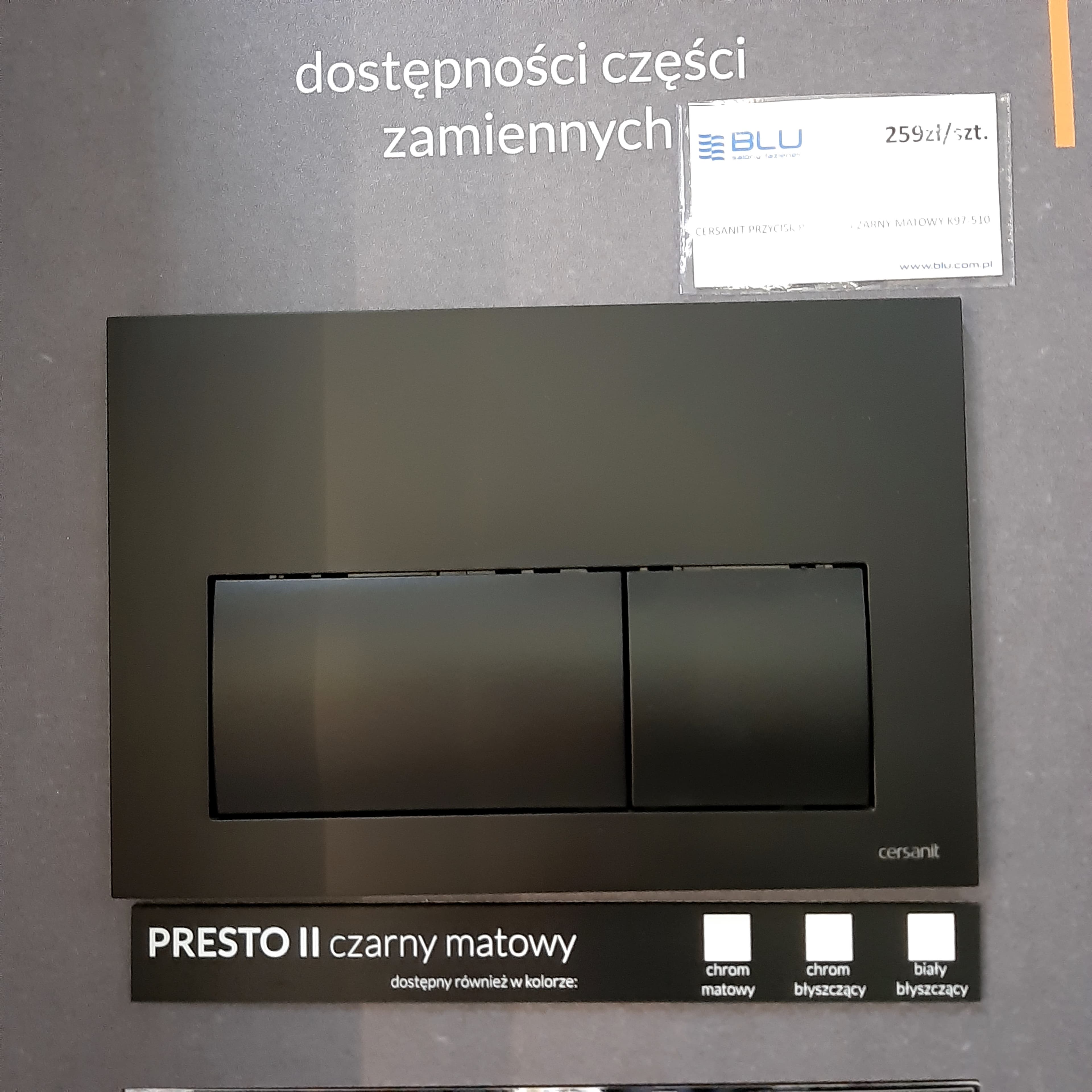 CERSANIT PRZYCISK PRESTO II CZARNY MATOWY K97-510  **ekspo - Powystawowy Bochnia