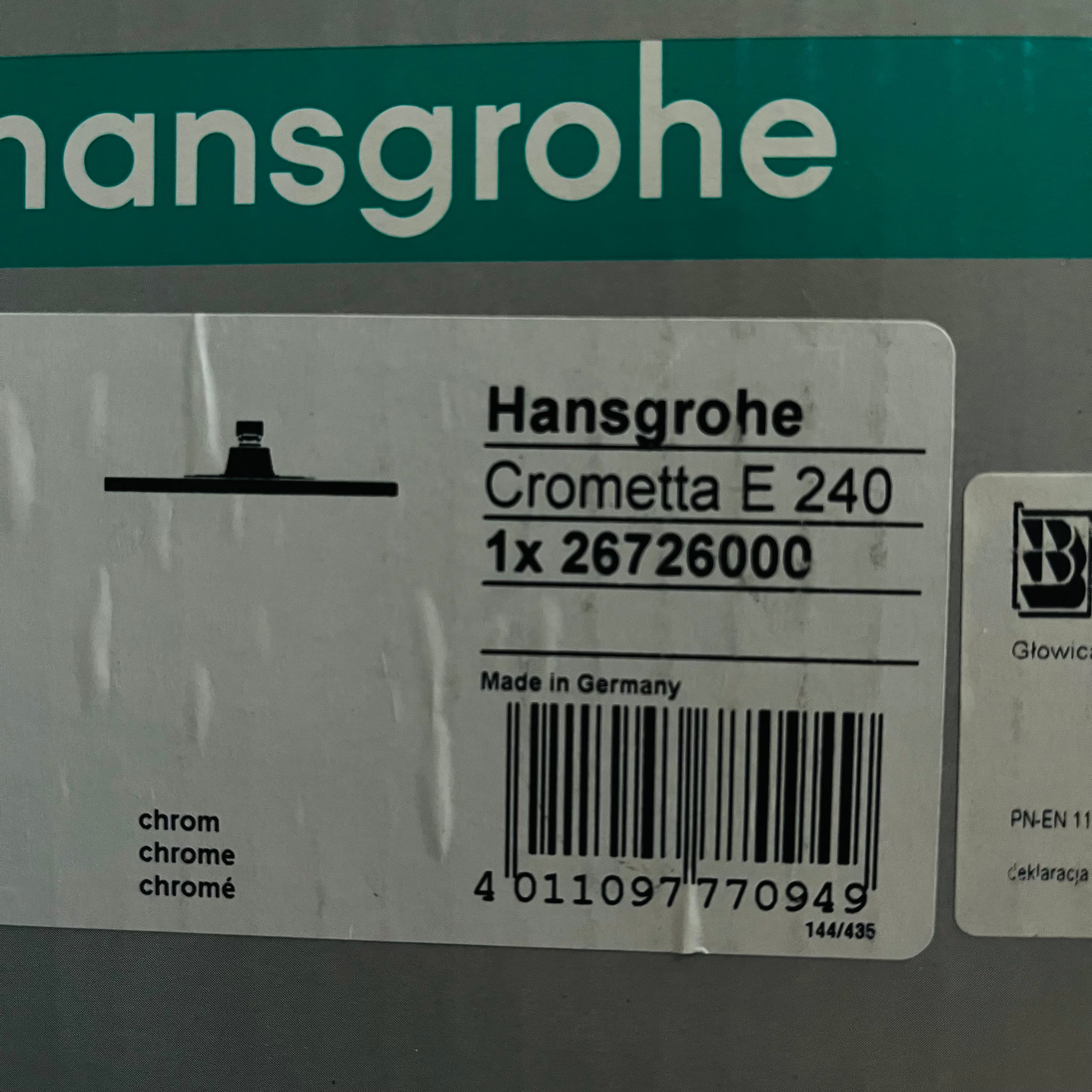 HANSGROHE 26726000 głowica Crometta E 240 1 JET Chrom  **ekspo - Powystawowy Lublin