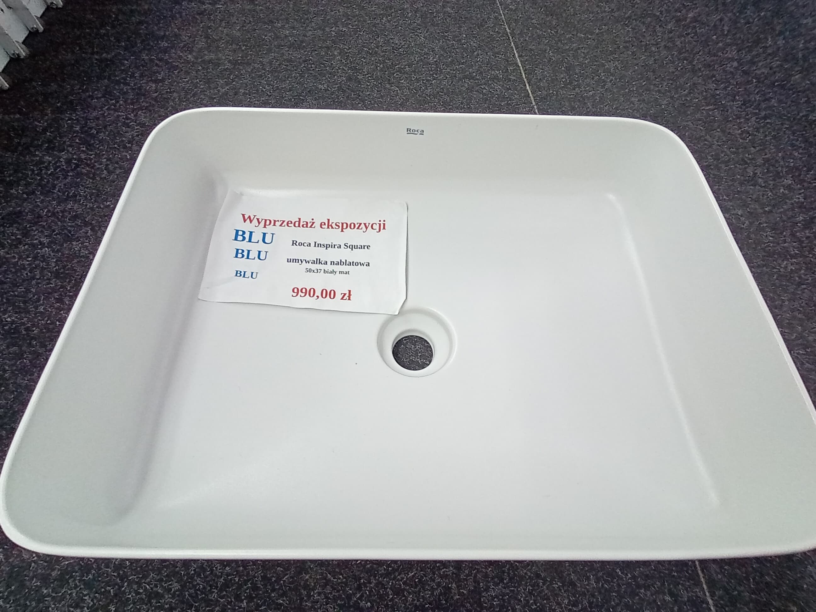 ROCA INSPIRA SQUARE Umywalka 500X370 OCT FINECERAMIC BIAŁY MAT  A327530620  *12  **ekspo - Powystawowy Katowice