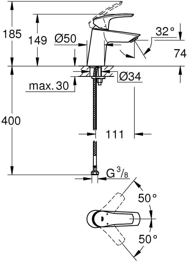 GROHE 23967003 Eurosmart bateria umywalkowa, DN 15 Rozmiar S  **ekspo - Nowy Zduńska Wola