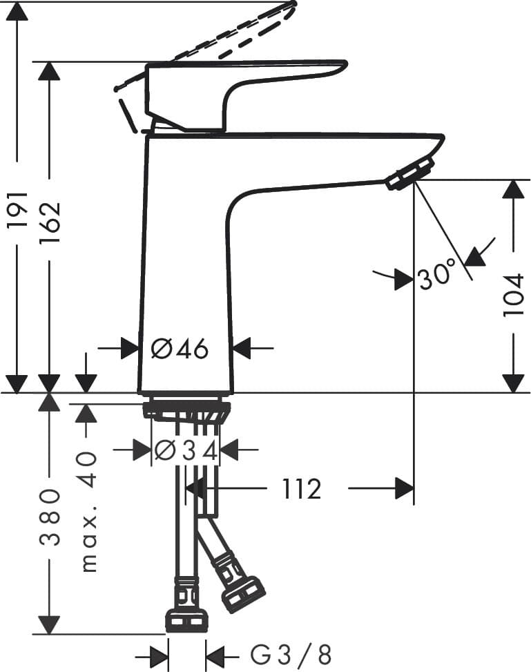 HANSGROHE 71712340 Talis E Jednouchwytowa bateria umywalkowa 110 bez kpl. odpływowego czarny chrom szczotkowany Czarny Chrom Szczotkowany  **ekspo - Powystawowy Augustów