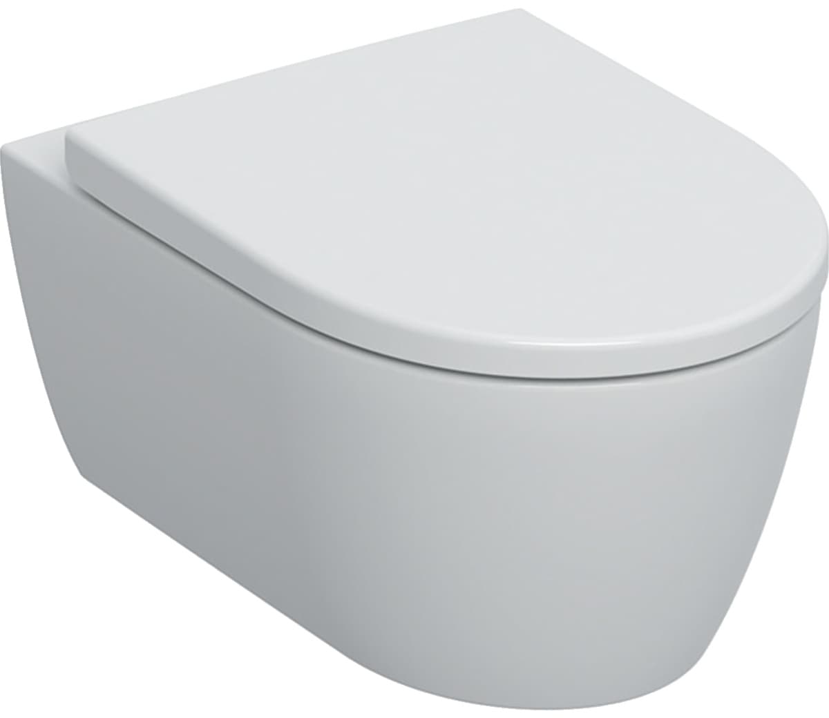 GEBERIT 501.664.00.1 iCon Zestaw wiszącej miski WC, lejowa, B35.5cm, H37.5cm, T53cm, ukryte mocowania, Rimfree, z deską sedesową, mocowanie od góry, wolne opadanie, z wypinanymi zawiasami  *6  **ekspo - Powystawowy Warszawa