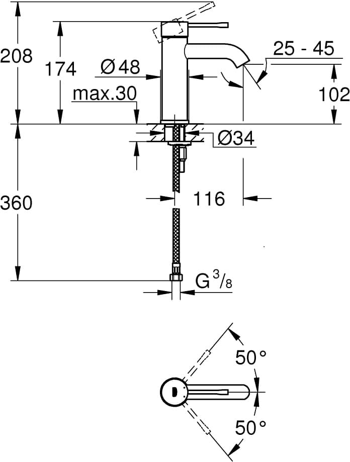 GROHE ESSENCE Bateria umywalkowa, Rozmiar S 24172AL1 brushed hard graphite - Powystawowy Siedlce
