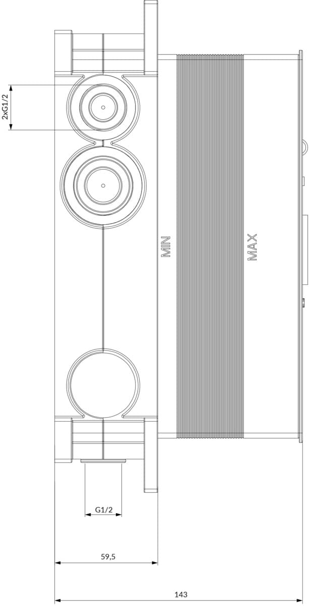 OMNIRES Element podtynkowy termostatycznej baterii 3-wyjściowej BOXTE3F - Nowy Kalisz